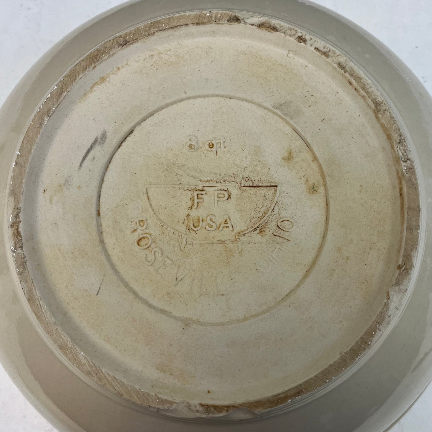 Friendship Pottery Roseville Striped Stoneware Mixing Bowl, 8 Quart