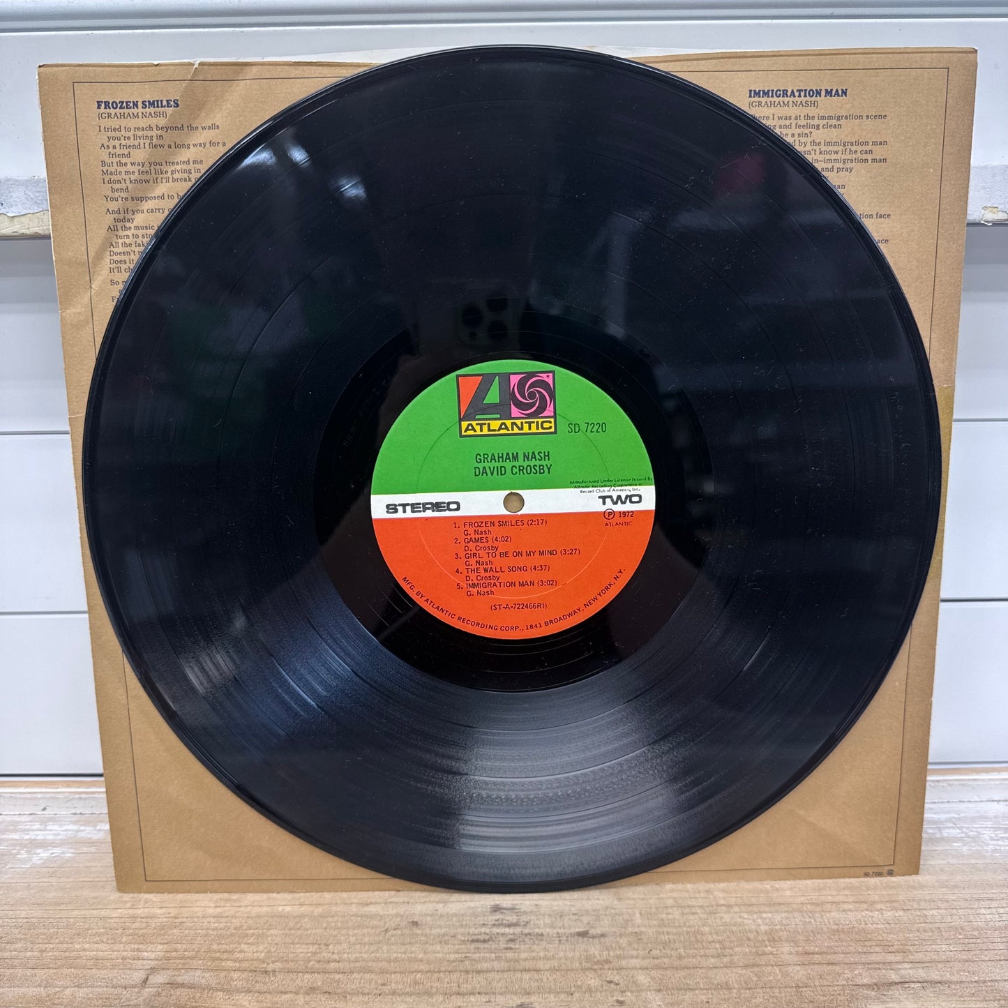 Graham Nash David Crosby Self Titled Vinyl Record 1972