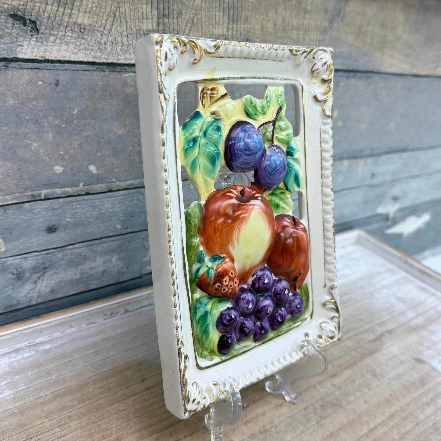Ucagco Embossed Fruit Ceramic Wall Plaque