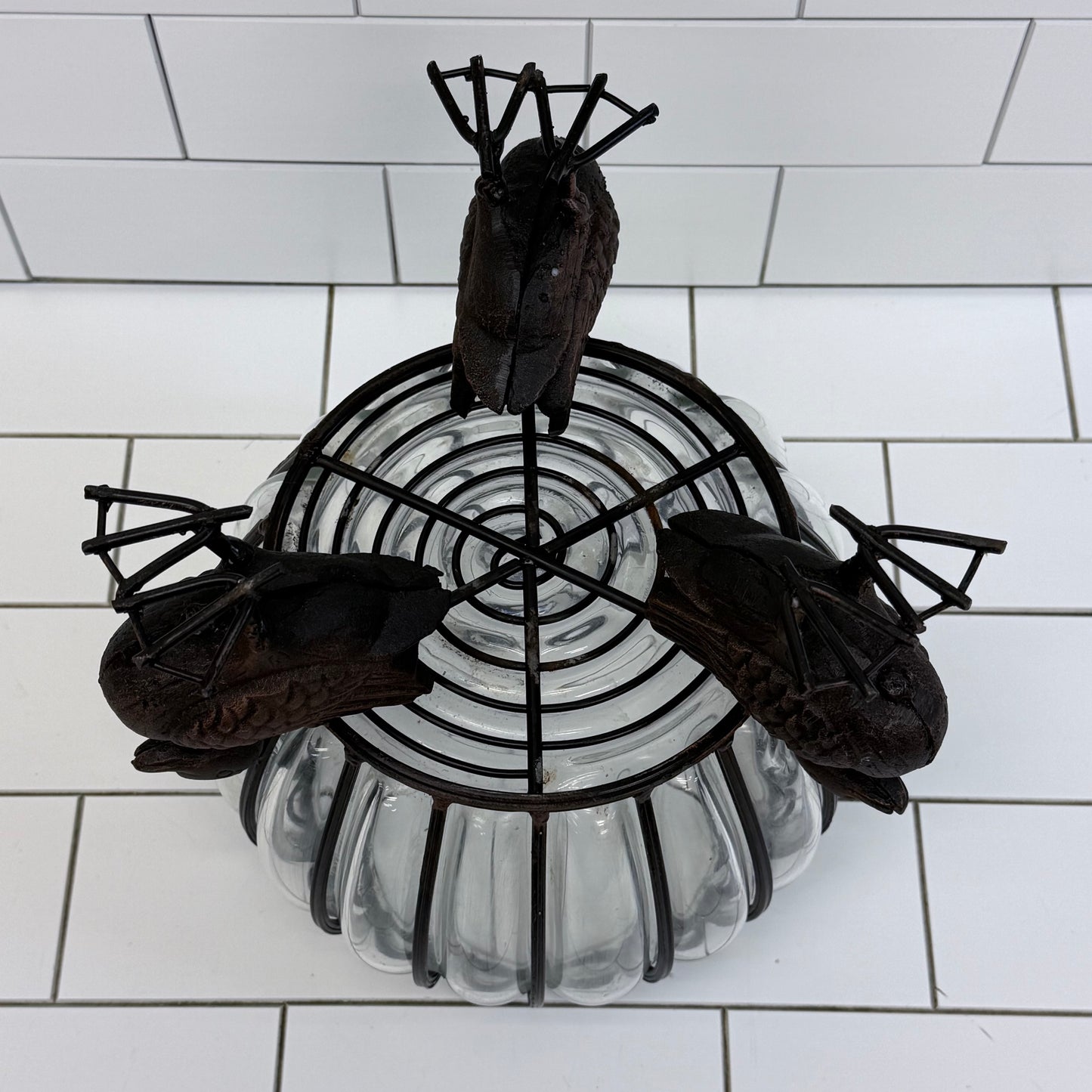 Duck Footed Planter Centerpiece with Glass Bowl