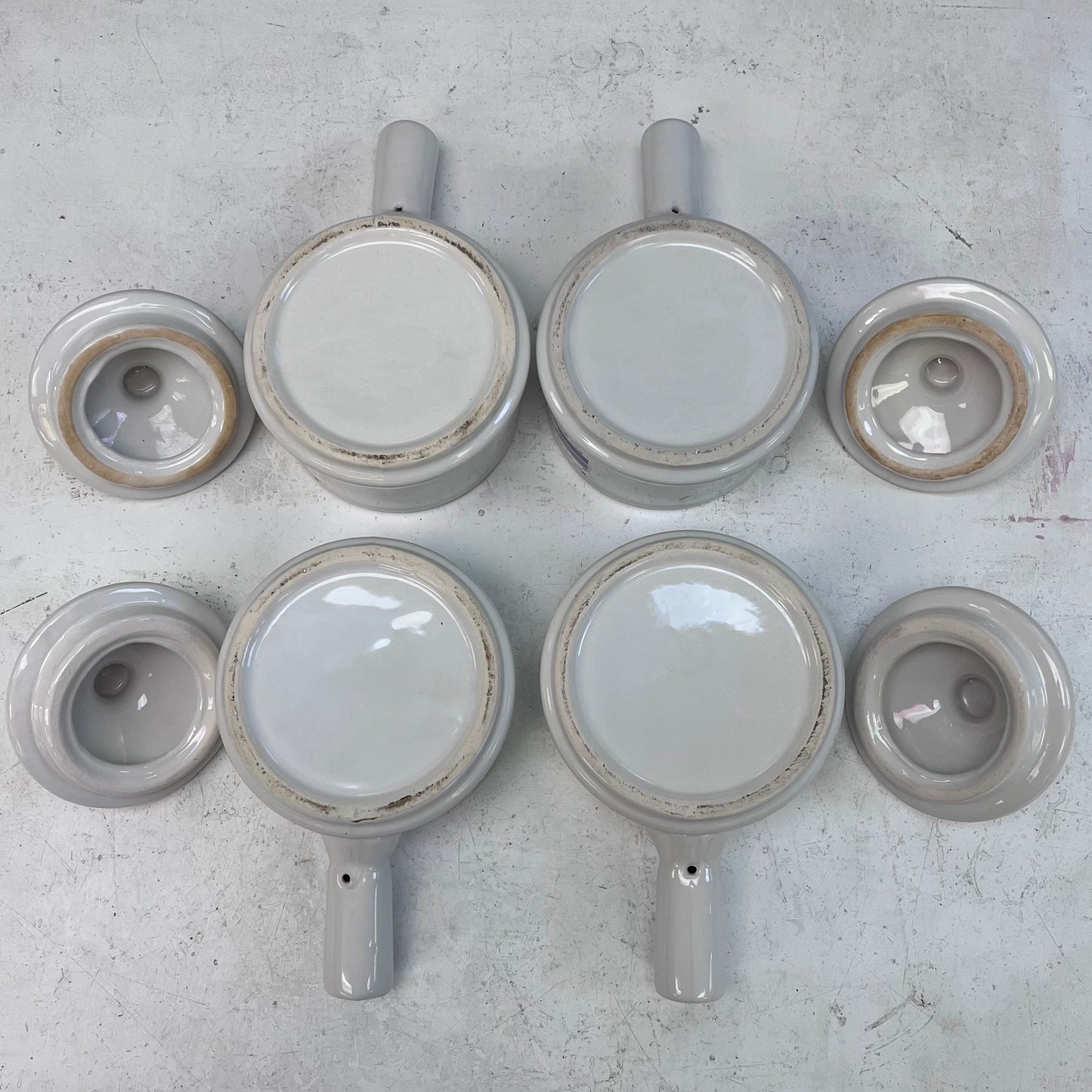 Country Goose Ceramic Lidded Soup Bowls, Set of 4