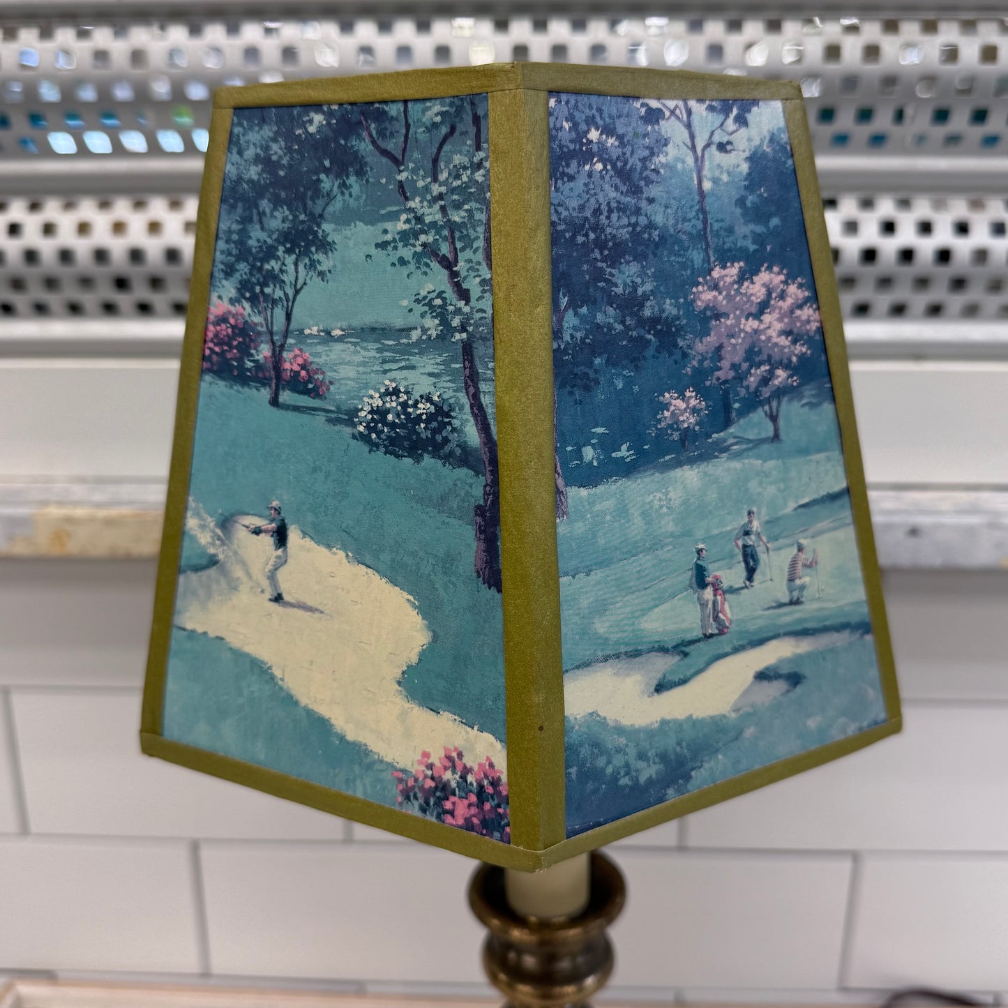 Brass Lamp & Golfing Lampshade