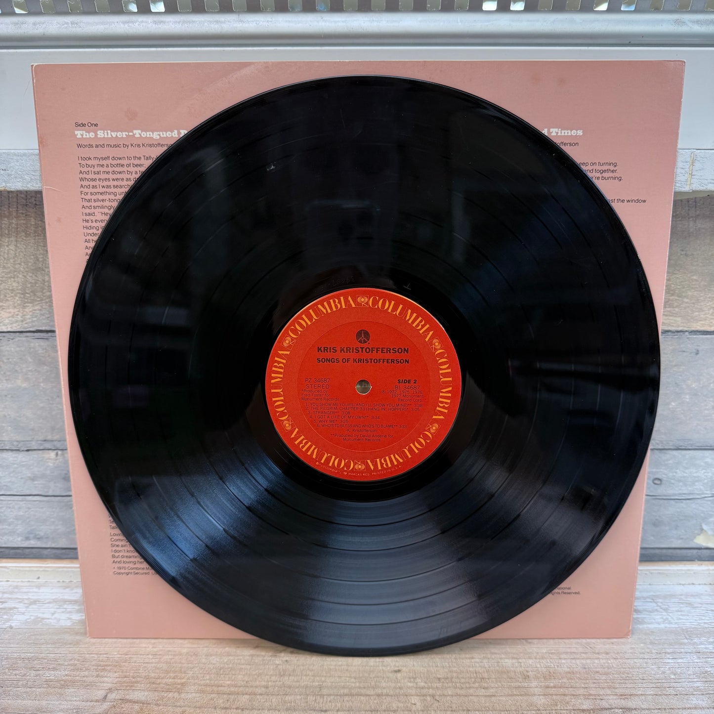 Kris Kristofferson Songs of Kristofferson Vinyl Record, 1977