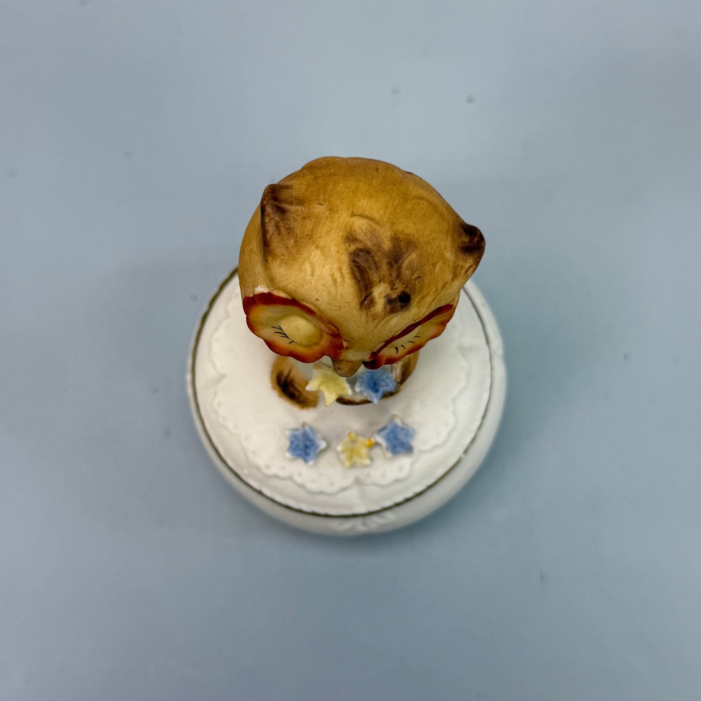 Napco Bisque Porcelain Owl Trinket Box