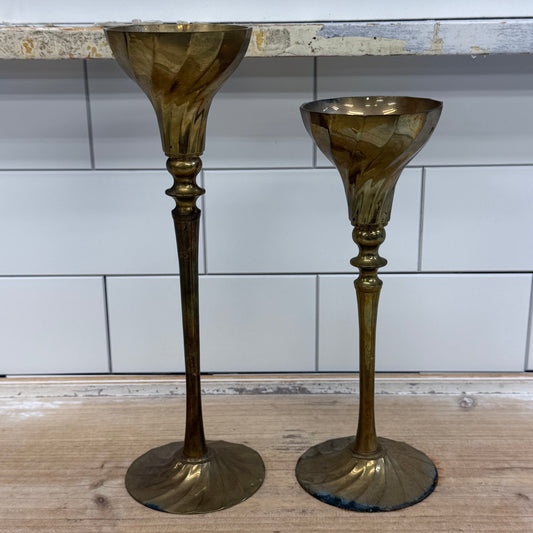 Brass Candlestick Holders Assorted Set of 5 Decor
