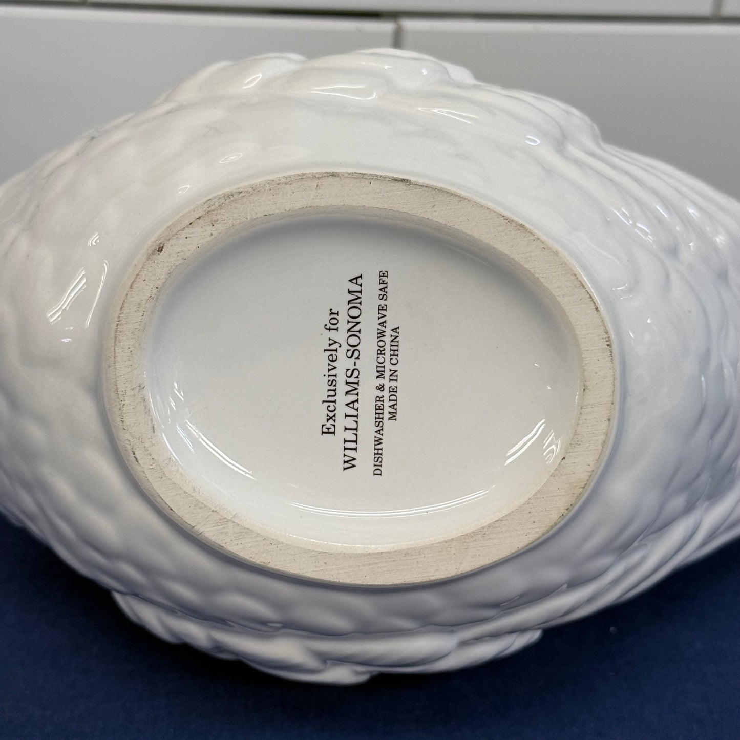 Williams Sonoma Pheasant Ceramic Gravy Boat White Serving Dish