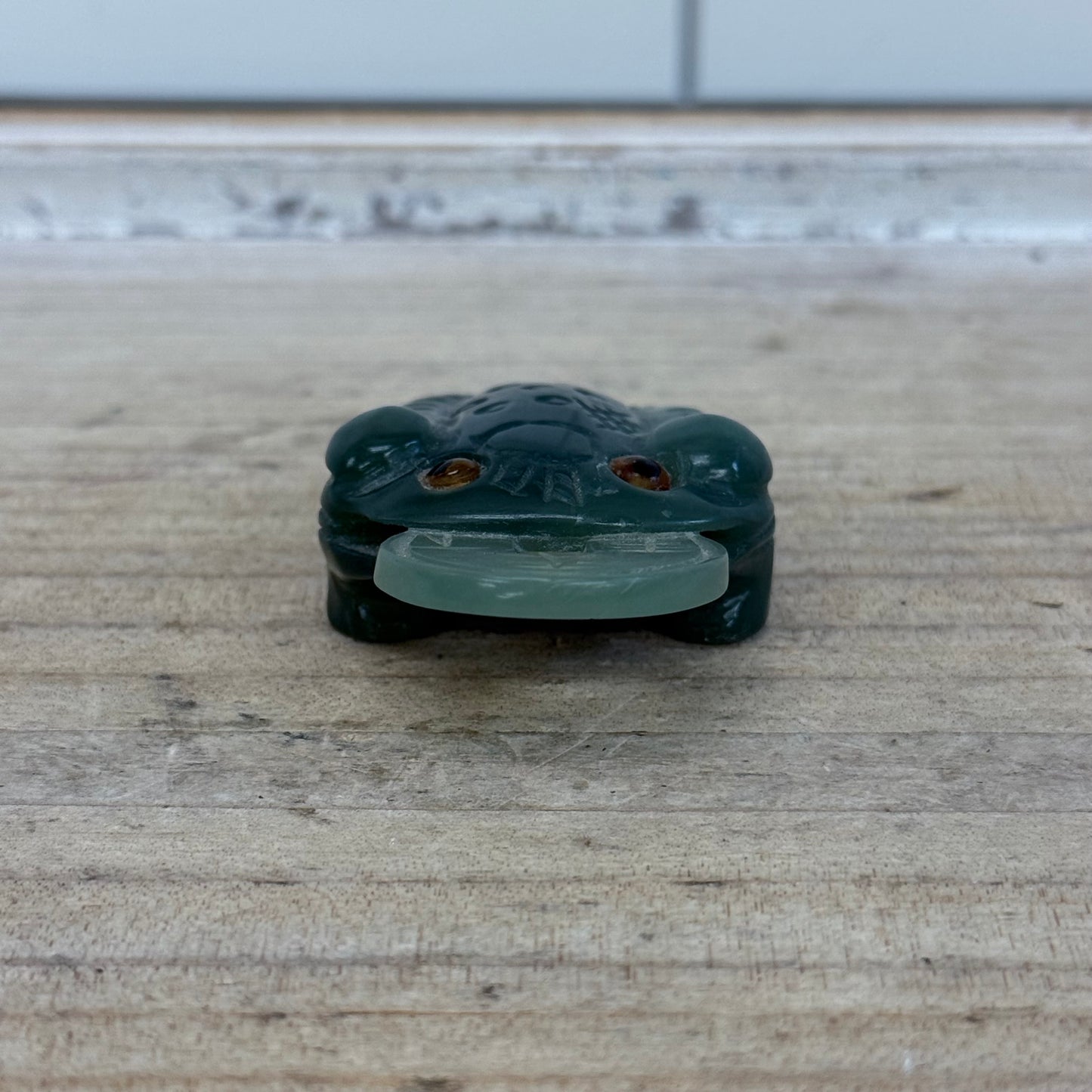 Carved Jade Jin Chan Money Frog Figurine