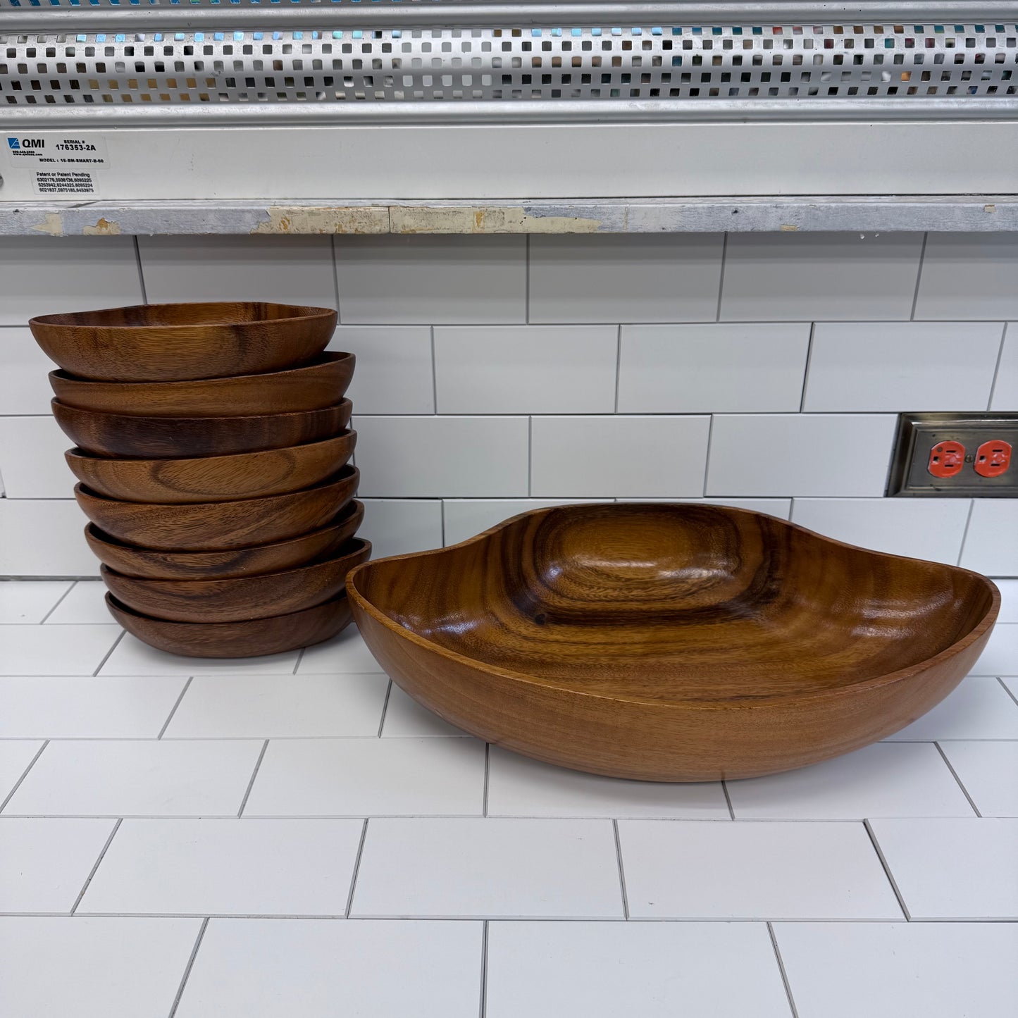 Monkey Pod Wood Salad Bowl Serveware, Set of 9