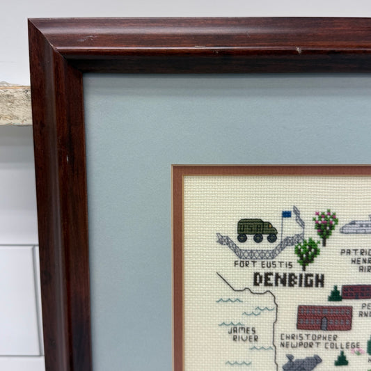 Hampton Roads Newport News Virginia Cross Stitch Map 1985