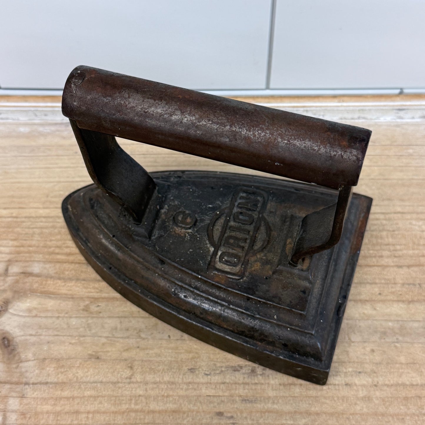 Antique Orion No. 6 Cast Iron Sad Iron with Wood Handle