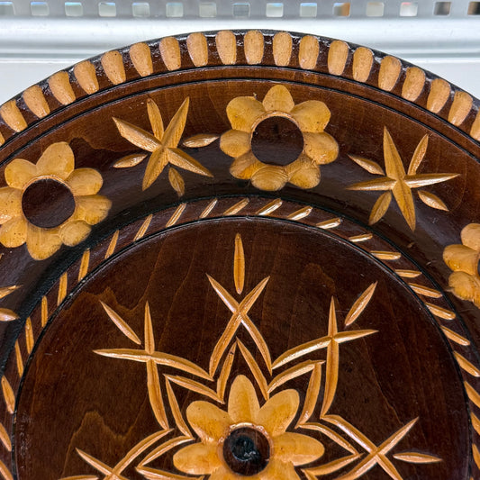 Carved Wood Floral Wall Plate