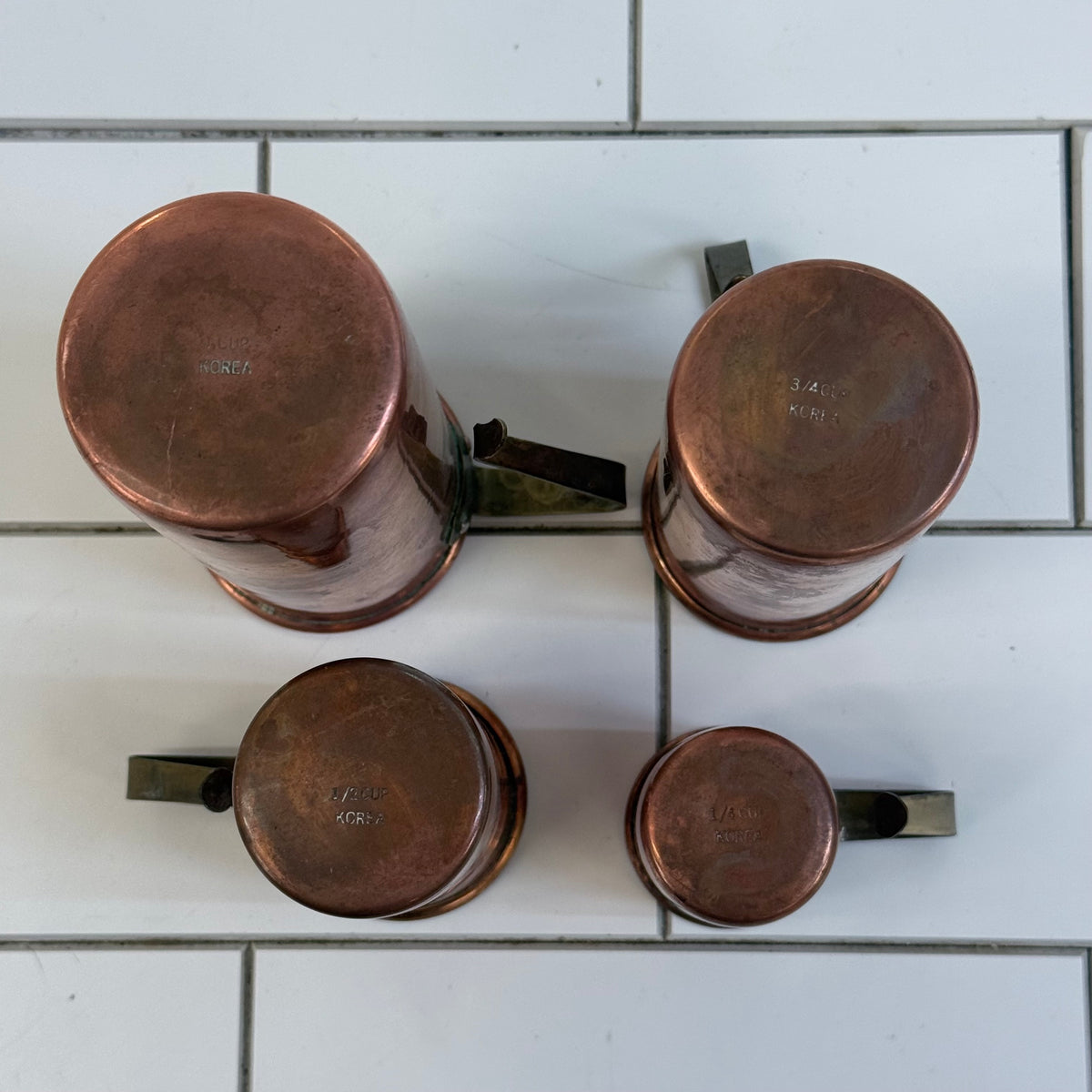 Copper Nesting Measuring Cups Set of 4 Rustic Kitchen