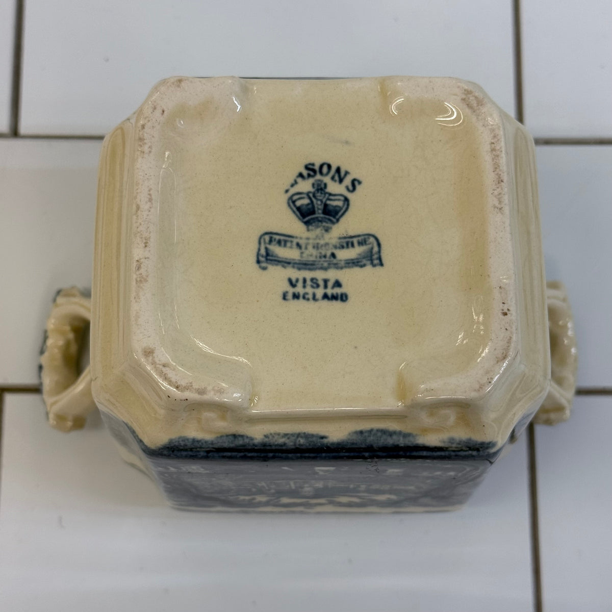 Mason’s Vista Blue Transfer-ware Covered Sugar Bowl