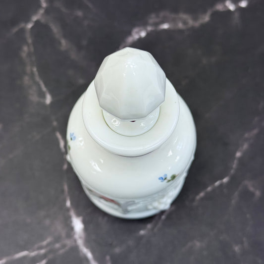 Westmoreland Milk Glass Bottle, Hand Painted
