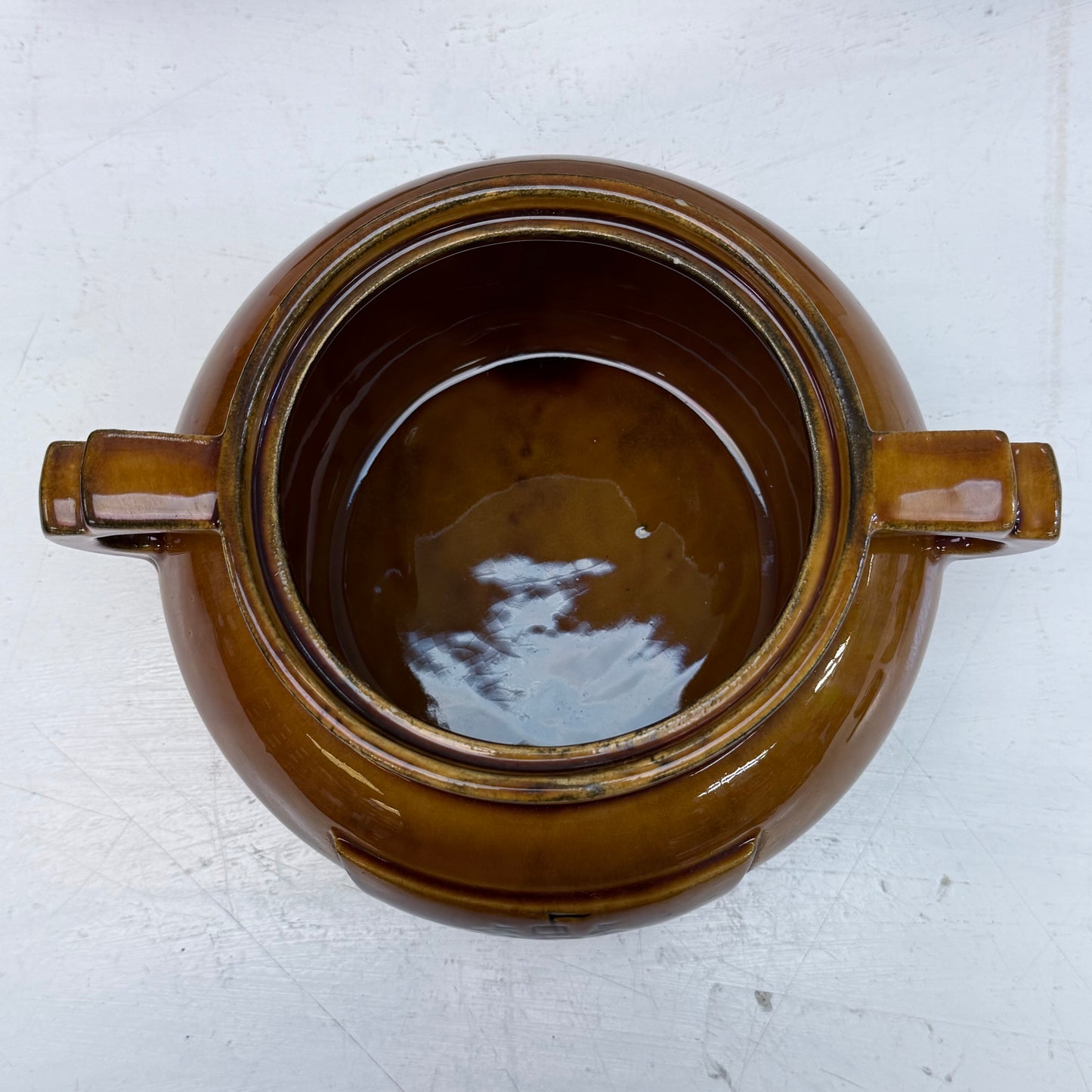 Sailboat Ceramic Double Handled Bean Pot with Lid