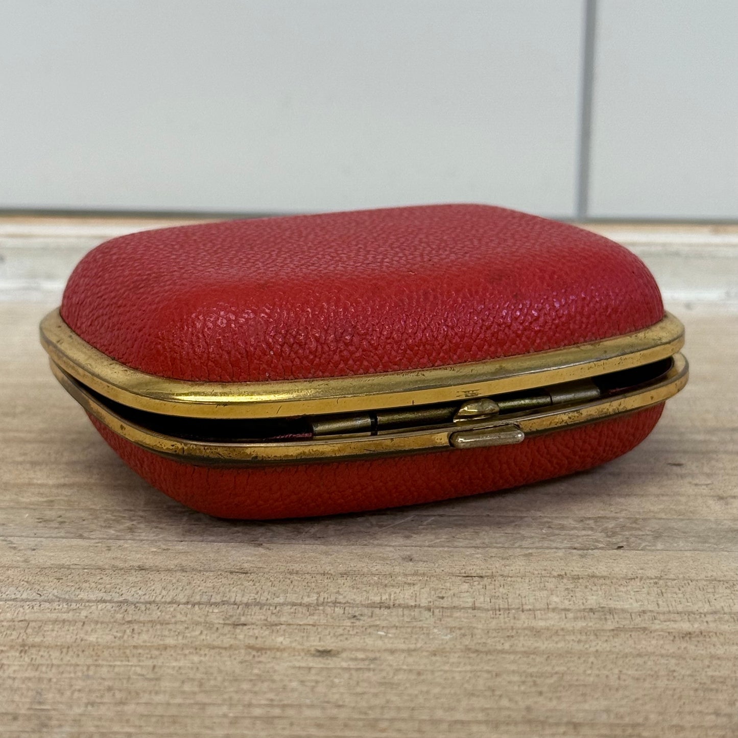 Bradley Mechanical Travel Alarm Clock in Red Leather Case