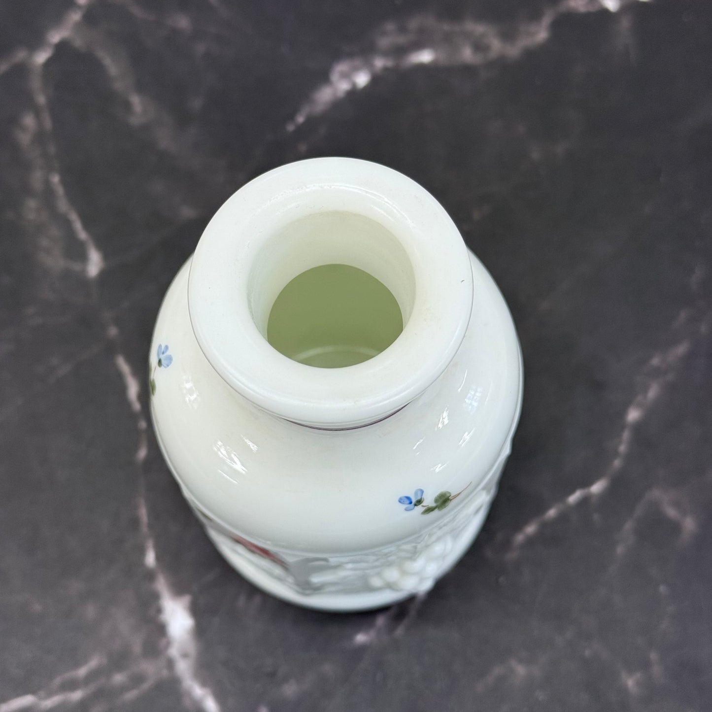 Westmoreland Milk Glass Bottle, Hand Painted