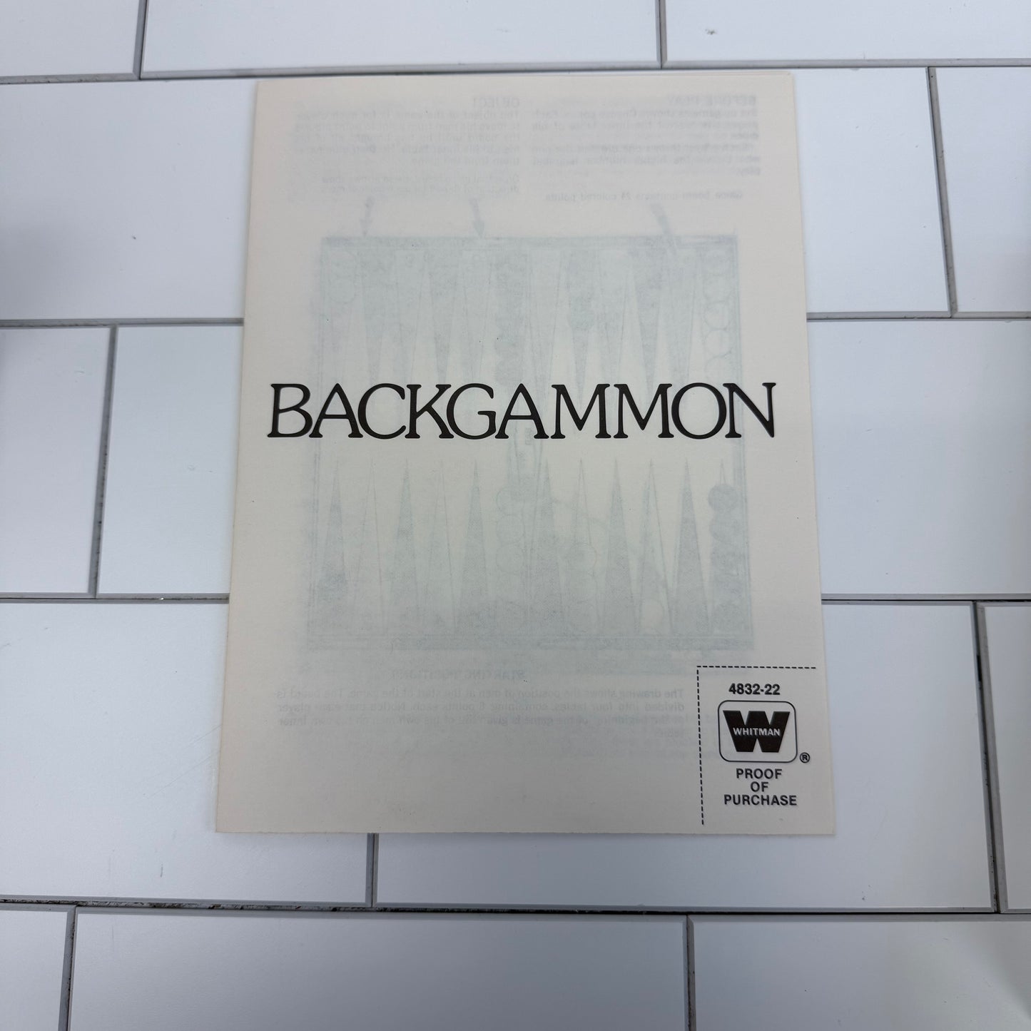 Whitman Backgammon Game, Complete, 1981