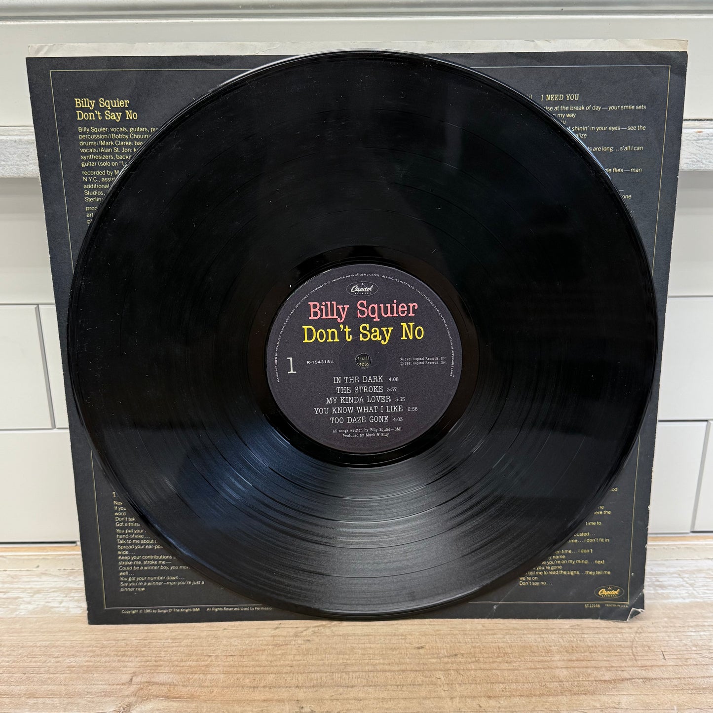 Billy Squier Don’t Say No Vinyl Record, 1981