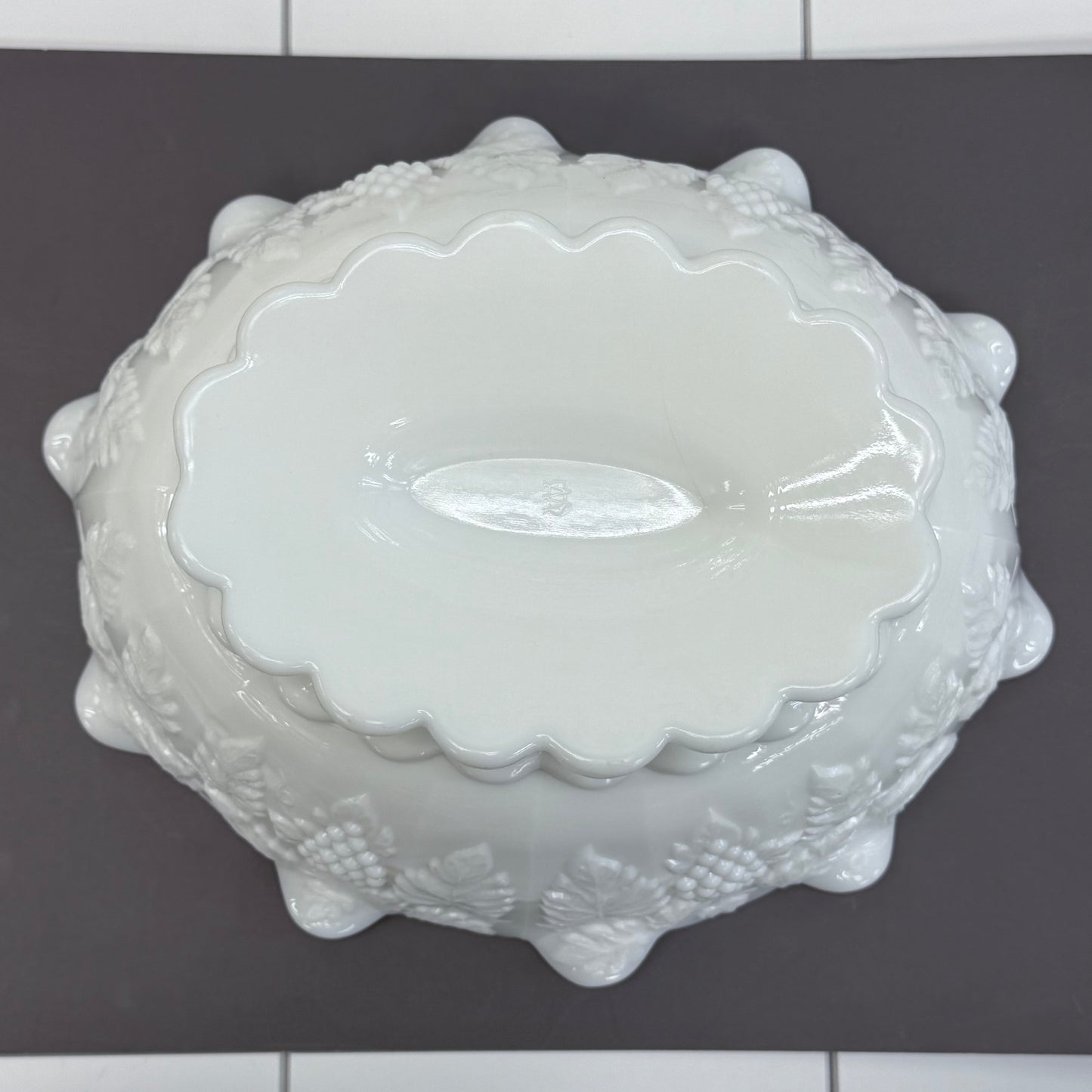 Westmoreland Paneled Grapevine Milk Glass Compote