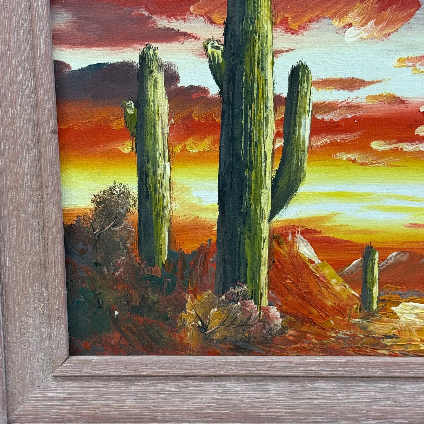 Desert Landscape Framed Original Oil Painting, Signed
