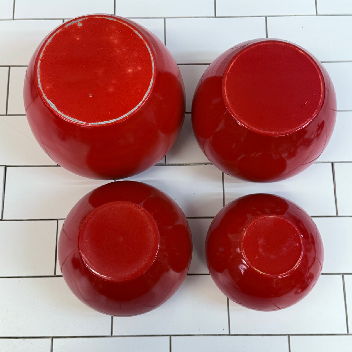 Chrom-Ever Red Apple Aluminum Canisters Set 1960s