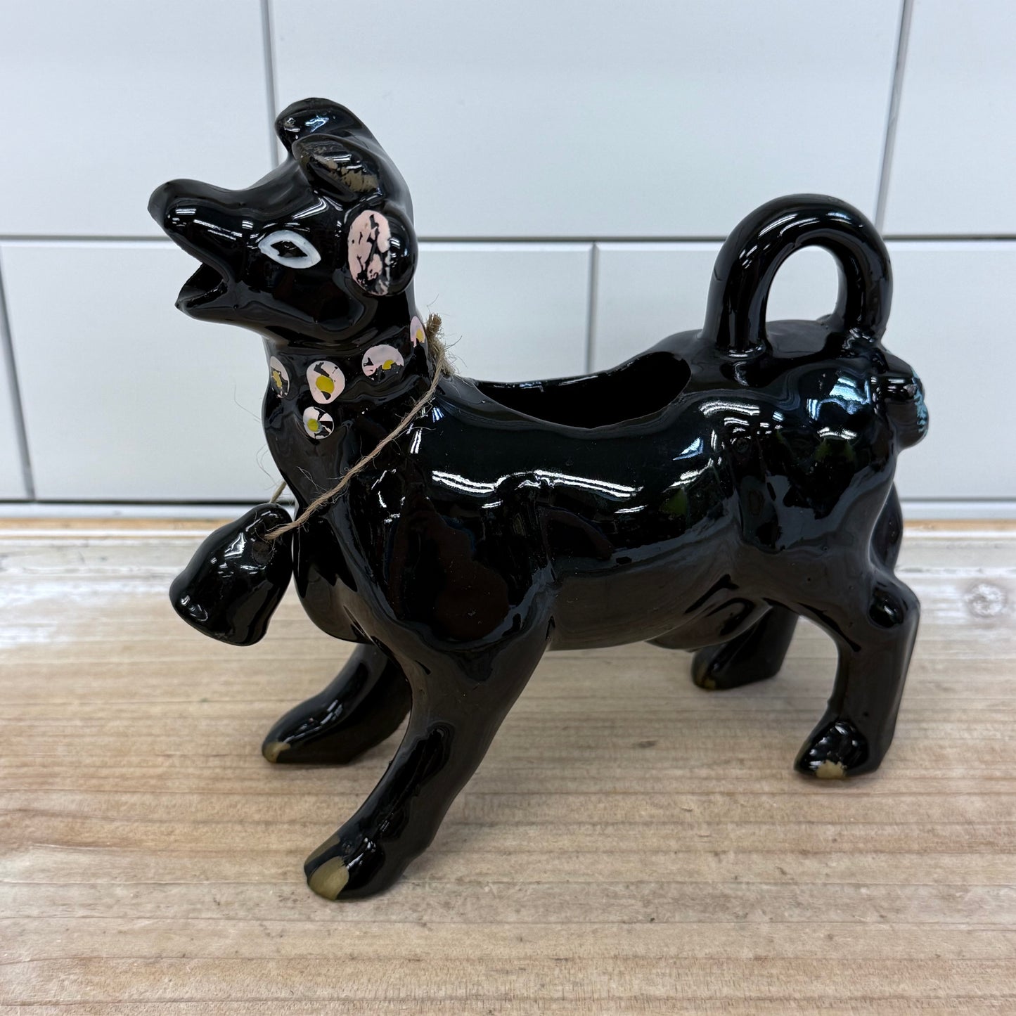 Cow with Bell Redware Pottery Creamer Pitcher