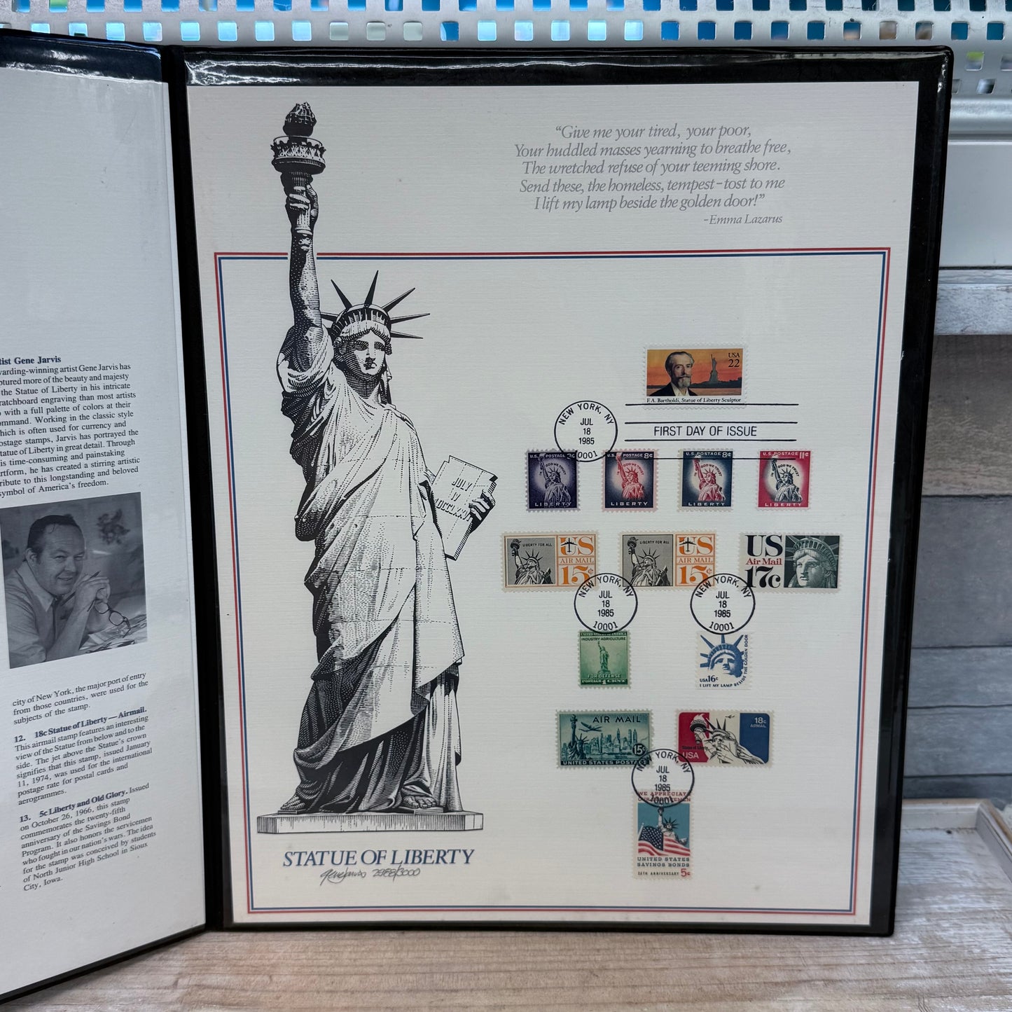 Gene Jarvis Lady Liberty Stamp Portfolio, Signed