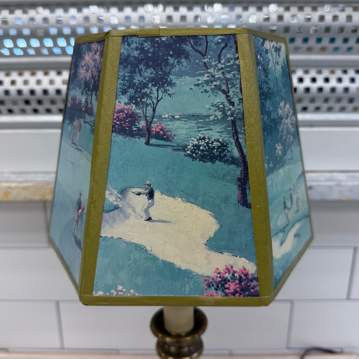 Brass Lamp & Golfing Lampshade