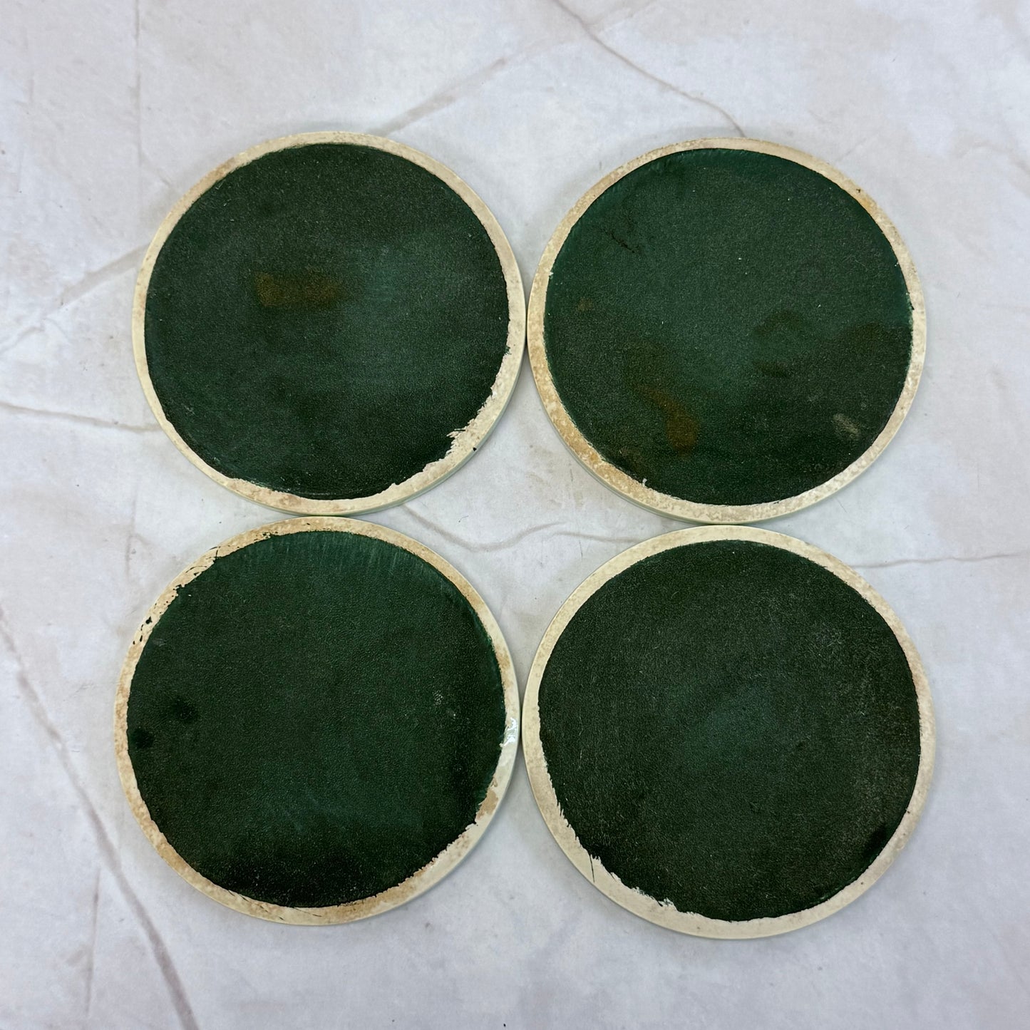 Greek Key Embossed Ceramic Coasters, Set of 8