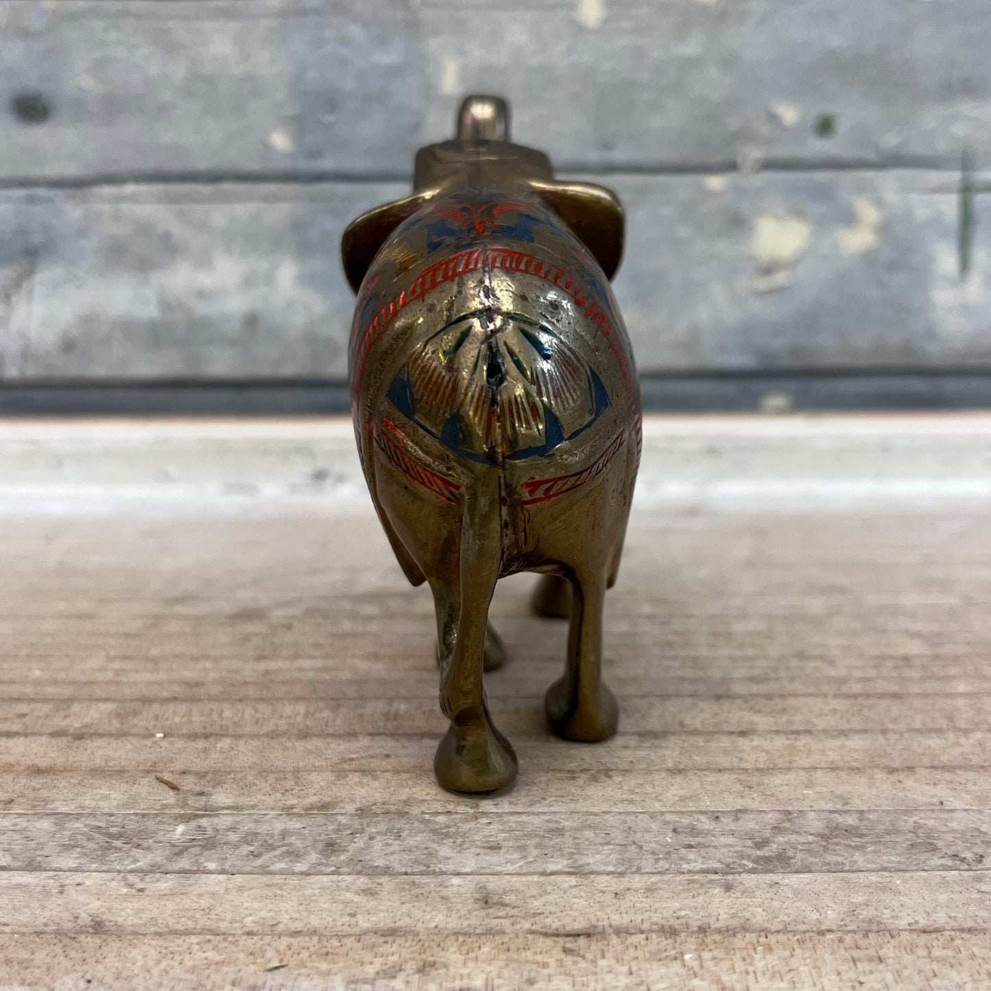 Brass Elephant Figurine, Hand Painted