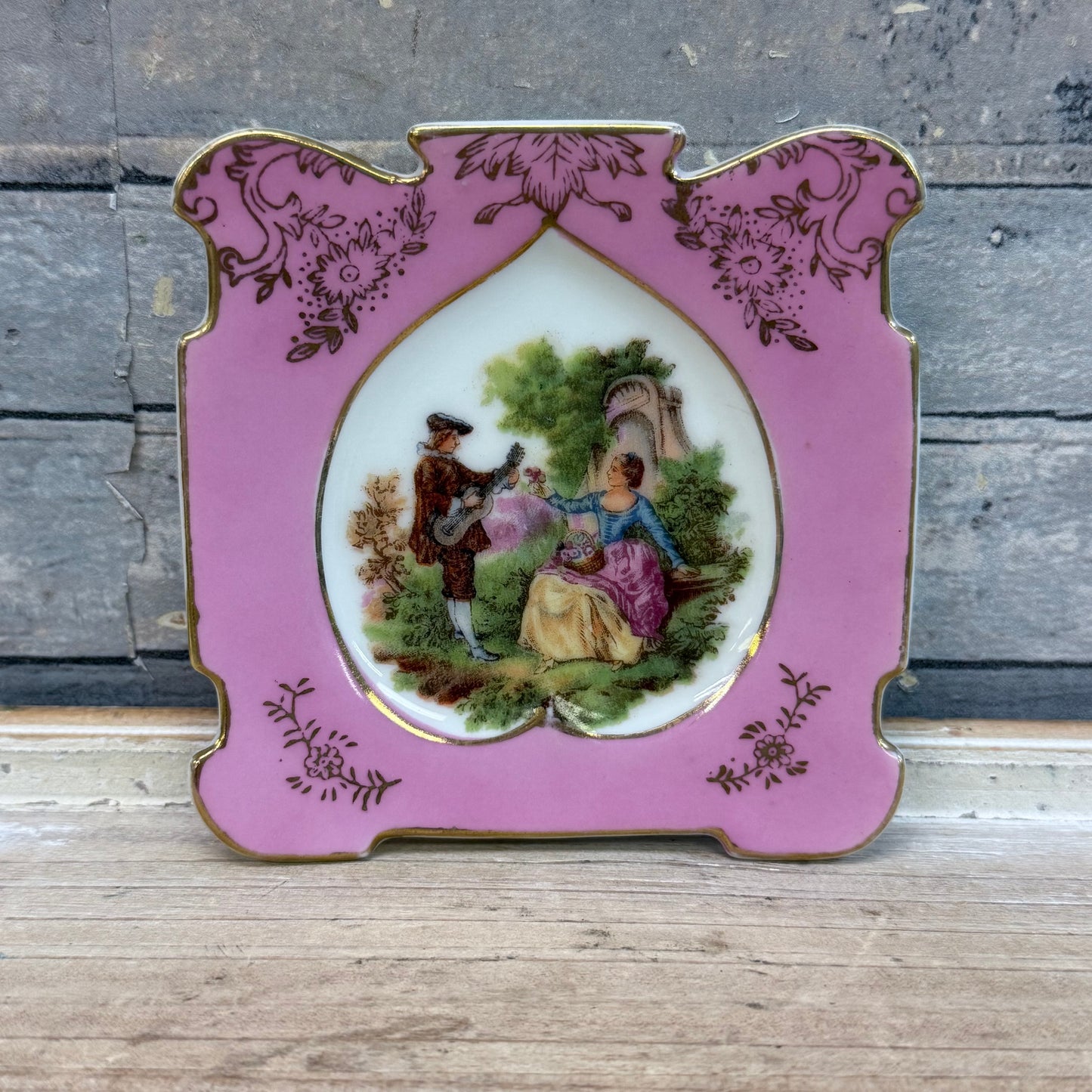 Chase Hand Painted Courting Couple Porcelain Plates, Set of 4