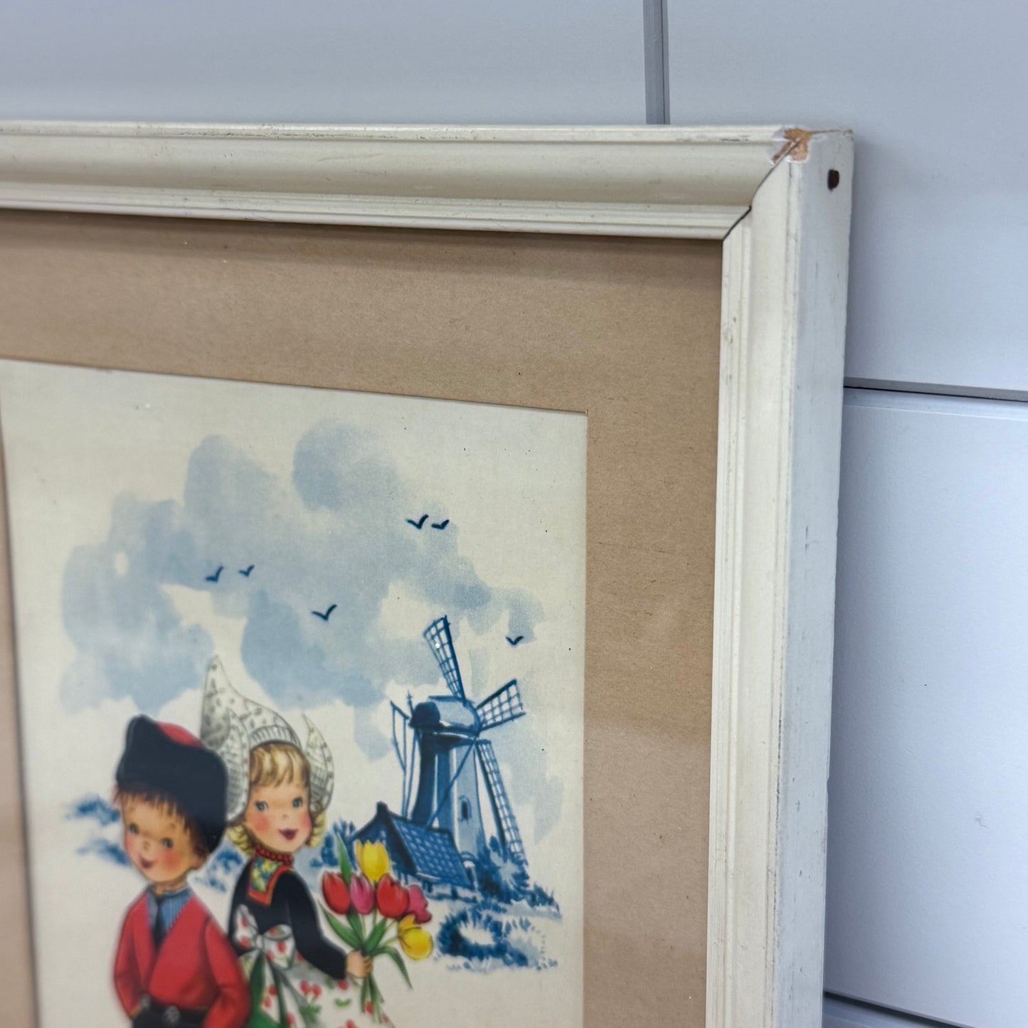 Dutch Children Post Card, Framed