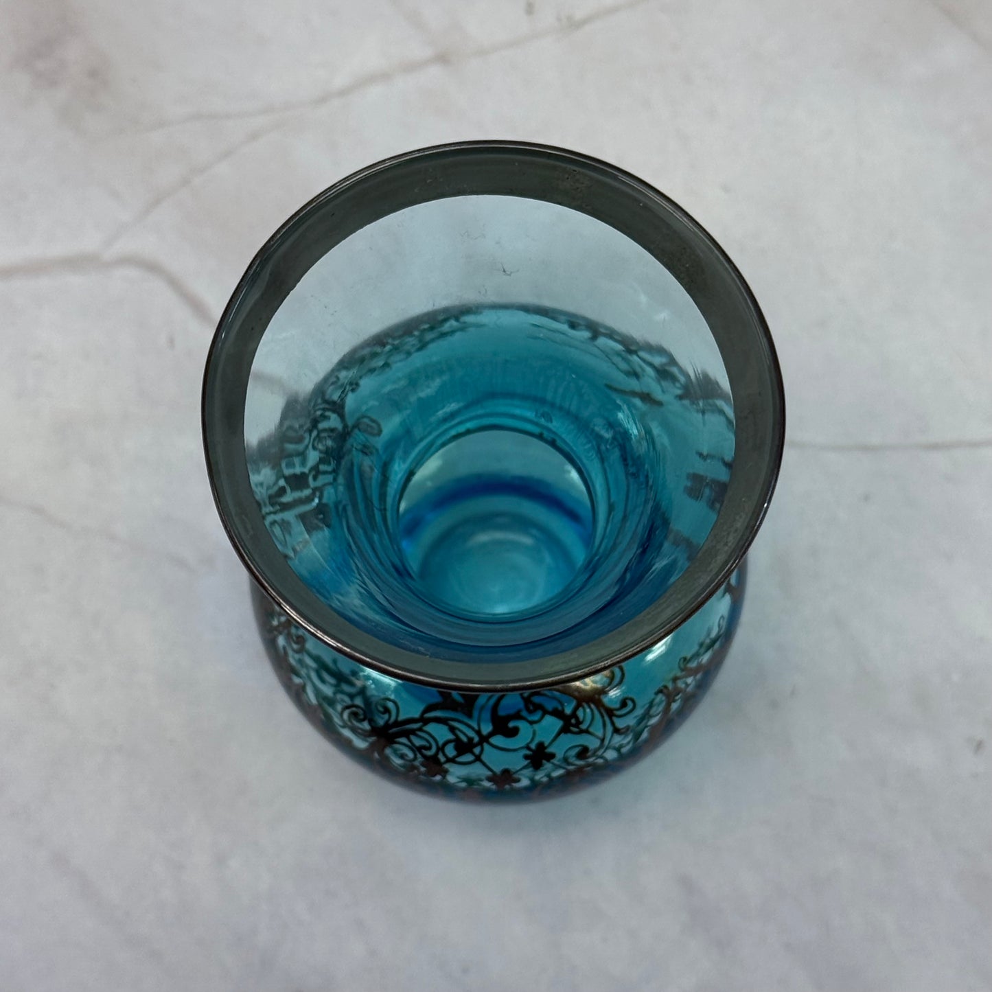 Venetian Glass Silver Overlay Vase