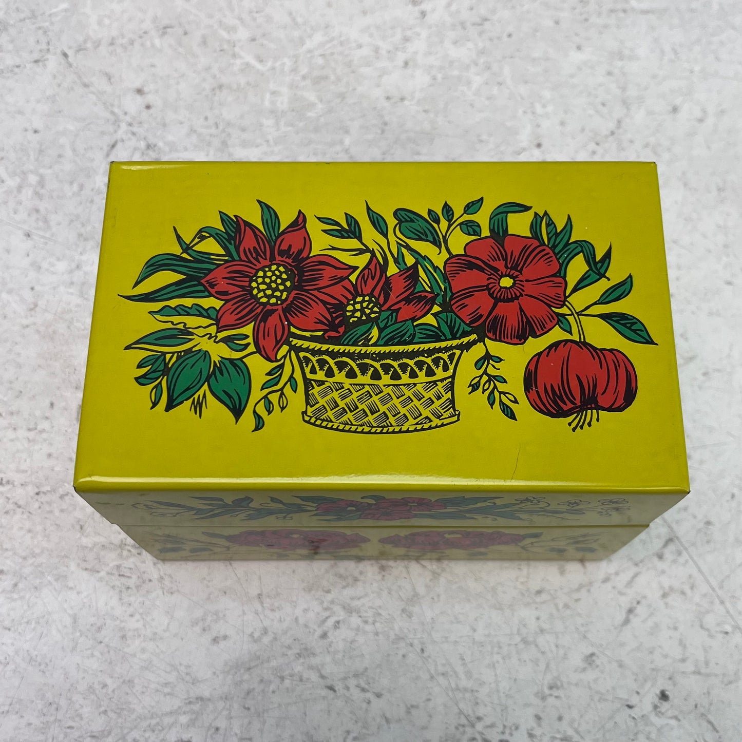 Syndicate Mfg. Co. Floral Tin Recipe Box, 1970s