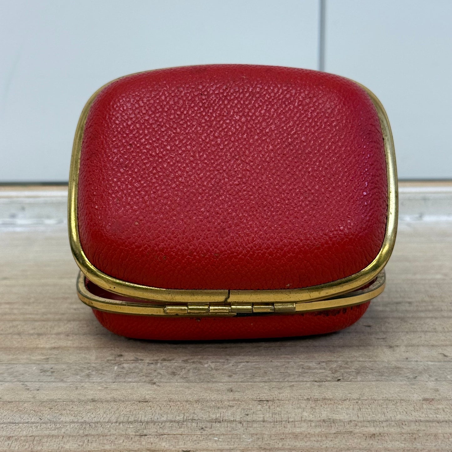 Bradley Mechanical Travel Alarm Clock in Red Leather Case