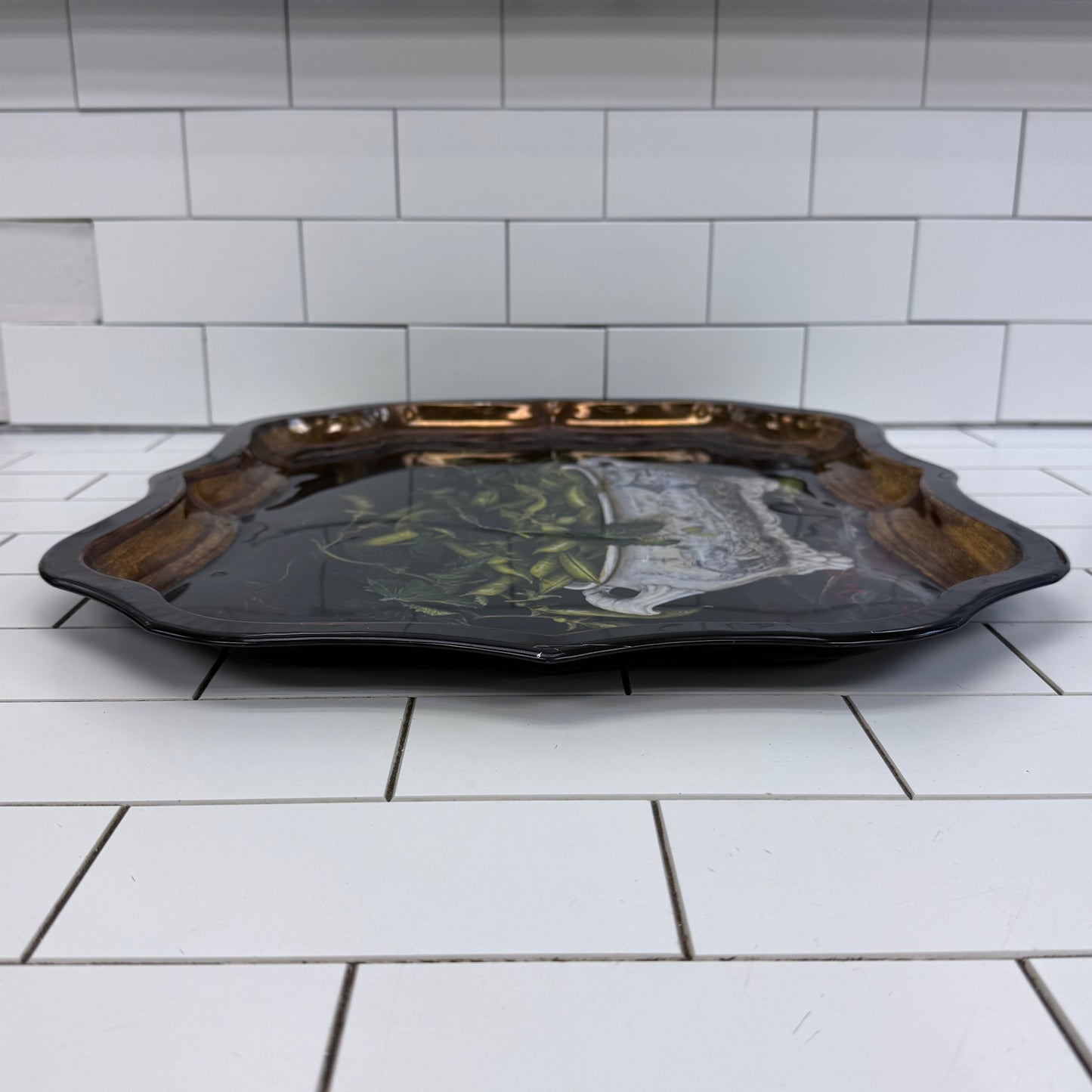 Keller Charles Galley Metal Serving Tray Peas Still Life