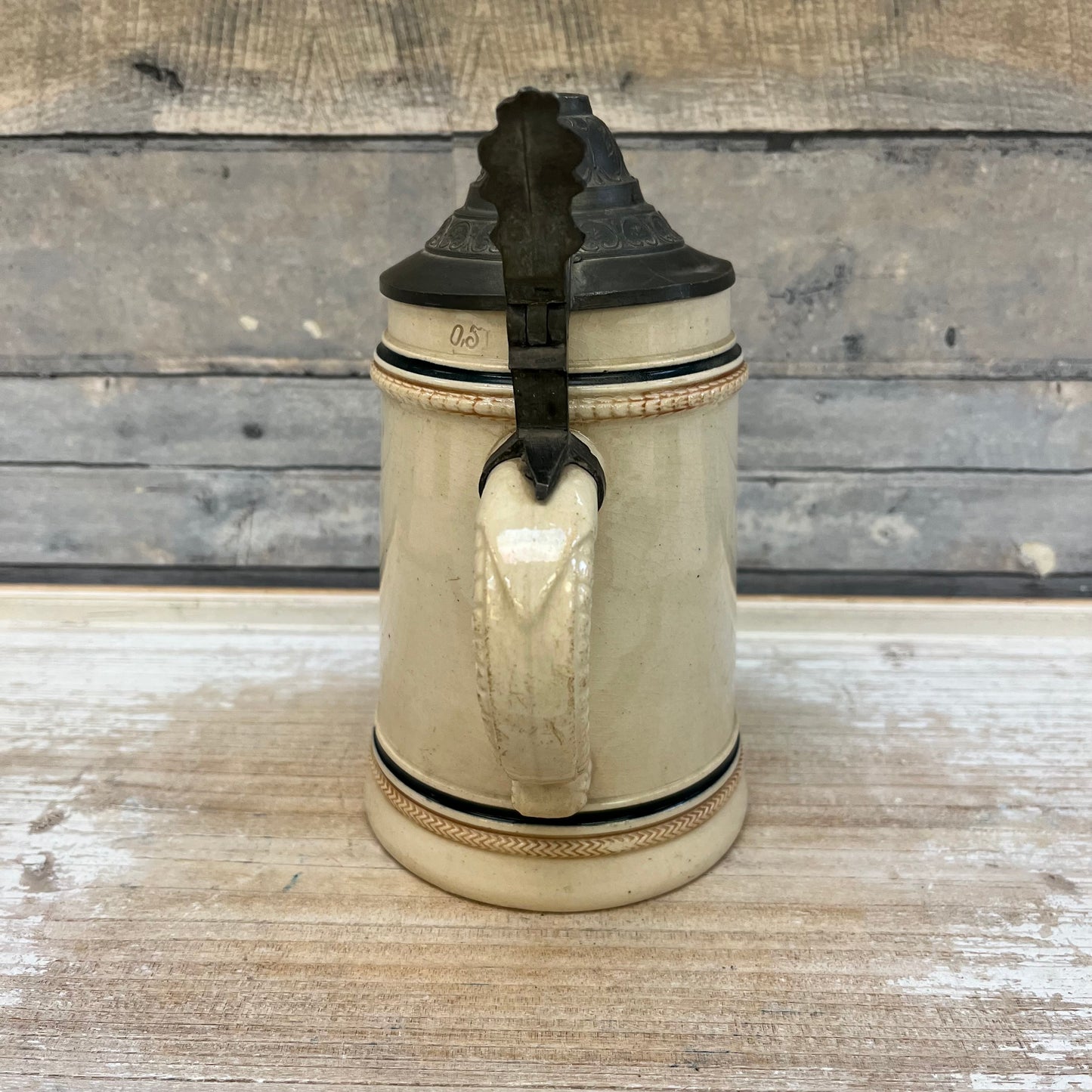 German Embossed Beer Stein, 0.5 Liter