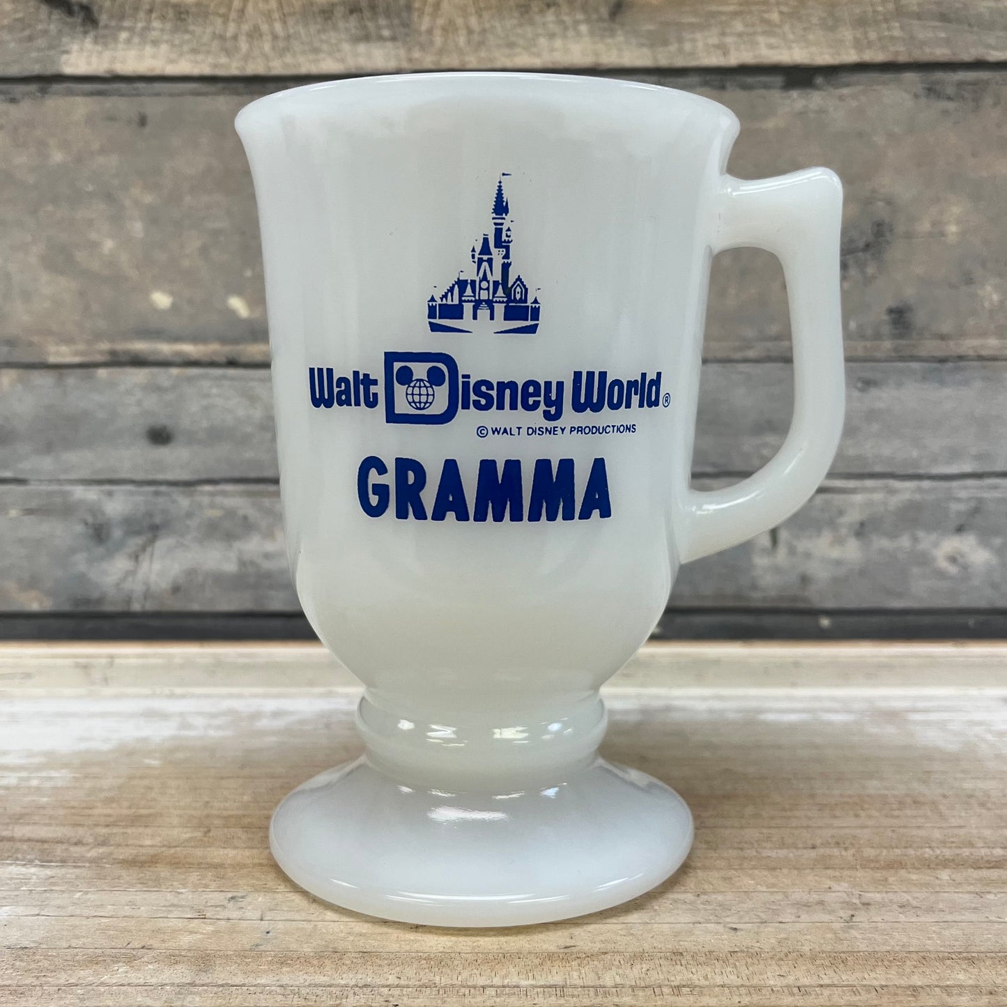 Vintage Walt Disney Gramma Milk Glass Mug, 1970s