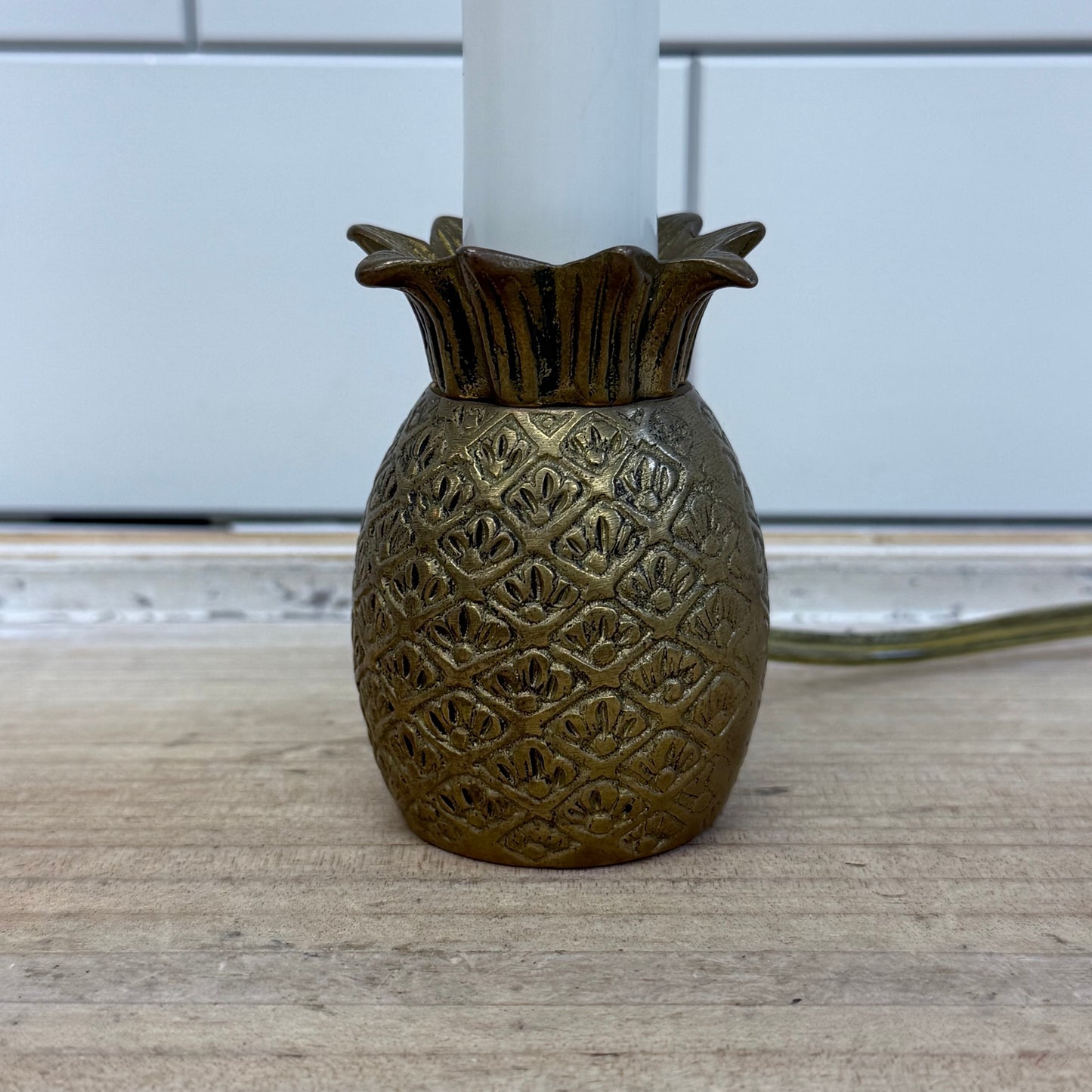Brass Pineapple Shaped Electric Candlestick Accent Lamp