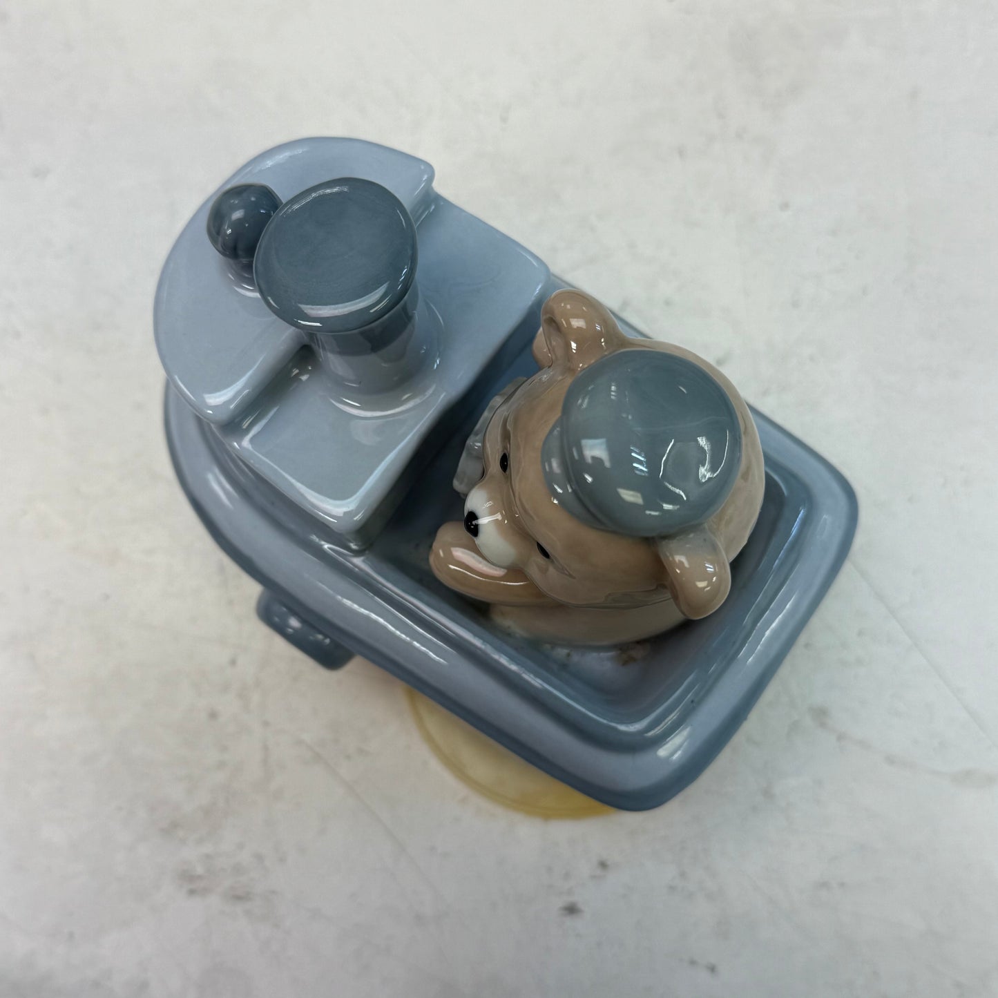 ArtMark Teddy Bear Tugboat Porcelain Music Box Figurine