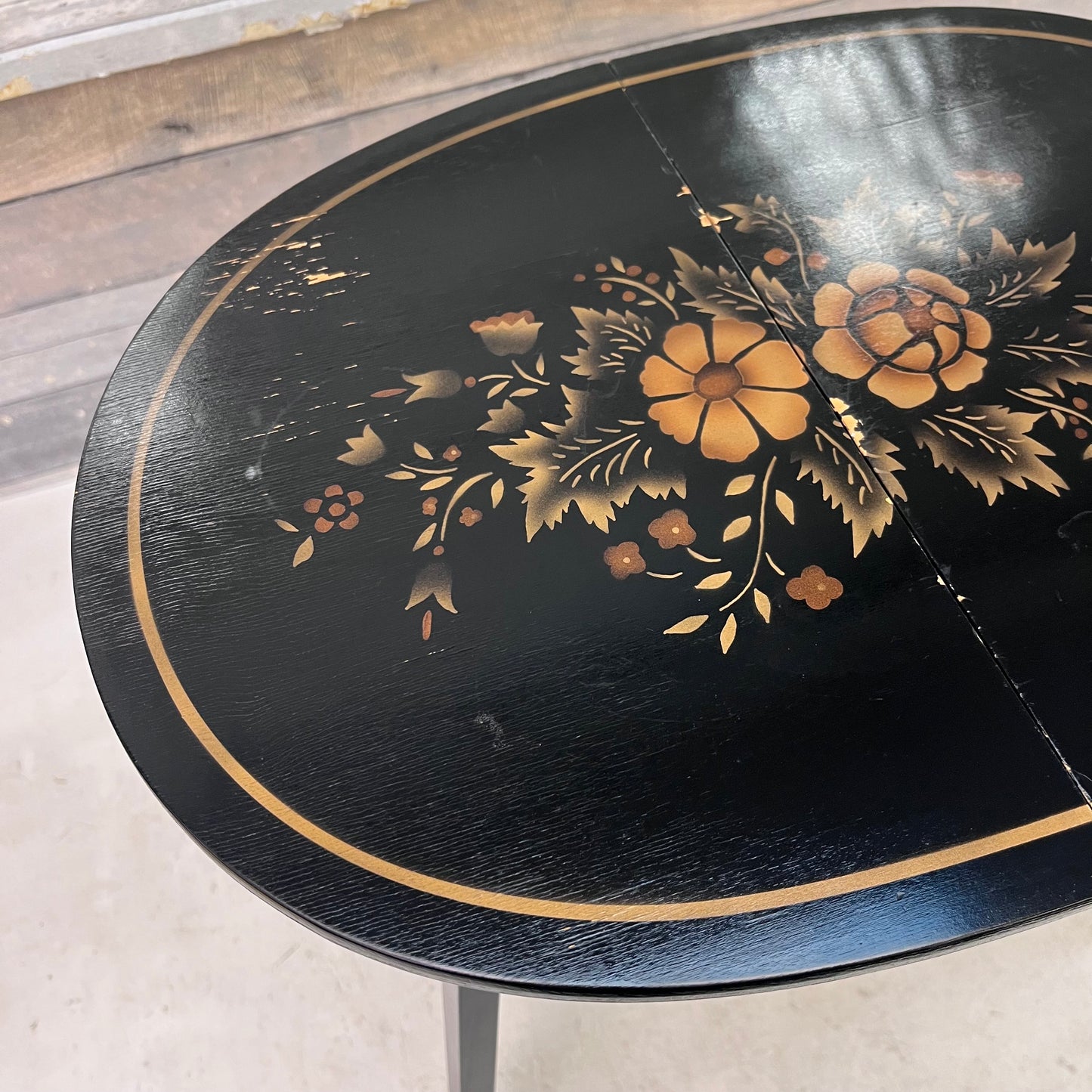 L. Hitchcock Floral Folding Wooden Accent Table