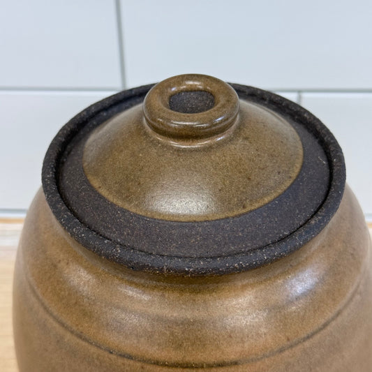 Studio Art Pottery Stoneware Lidded Jar Handmade Signed