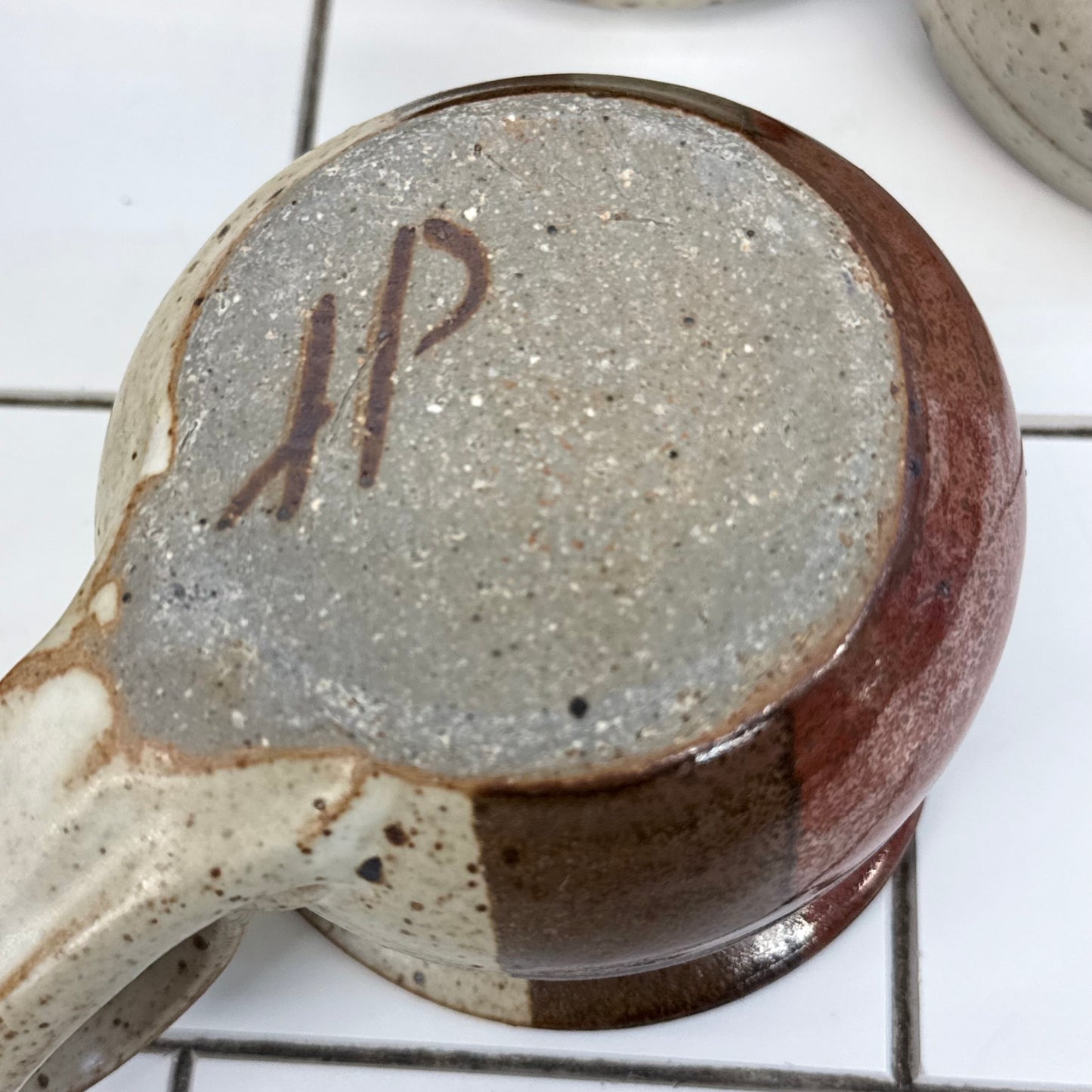 Studio Pottery Stoneware Set Burgundy & Beige Lot of 4