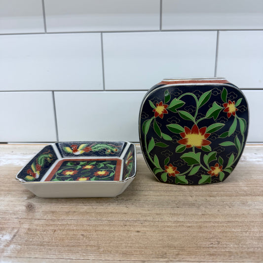 Takahashi Kashmir Dish & Vase, Ceramic