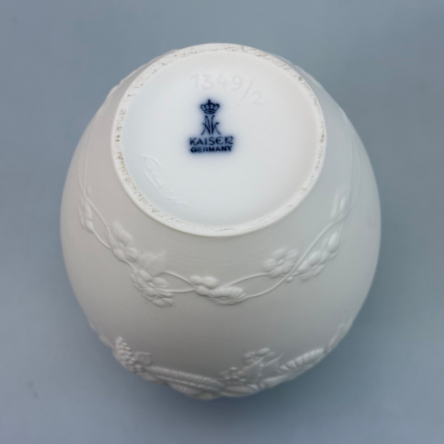 Kaiser Floral Relief Bisque Vase, Signed