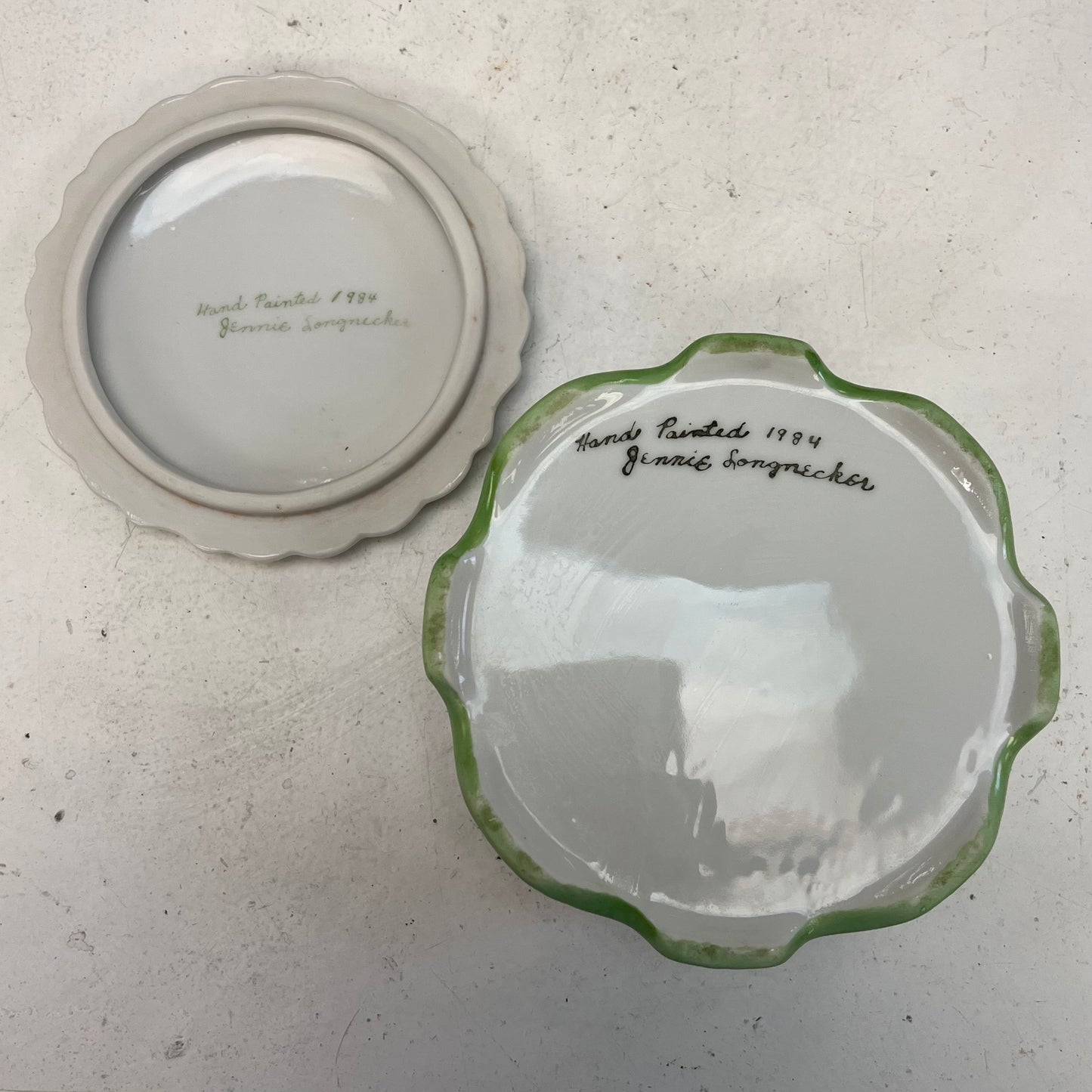 Hand Painted Porcelain Powder Jar, 1984