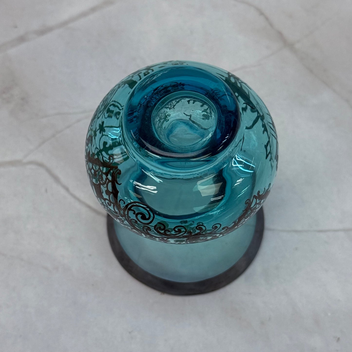 Venetian Glass Silver Overlay Vase