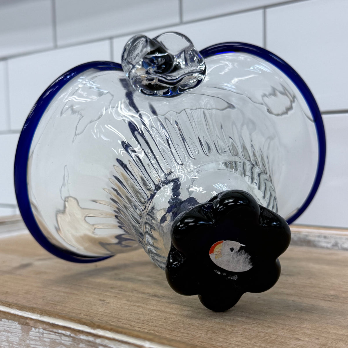 Crystal Brand Cobalt Blue Art Glass Basket 1970s