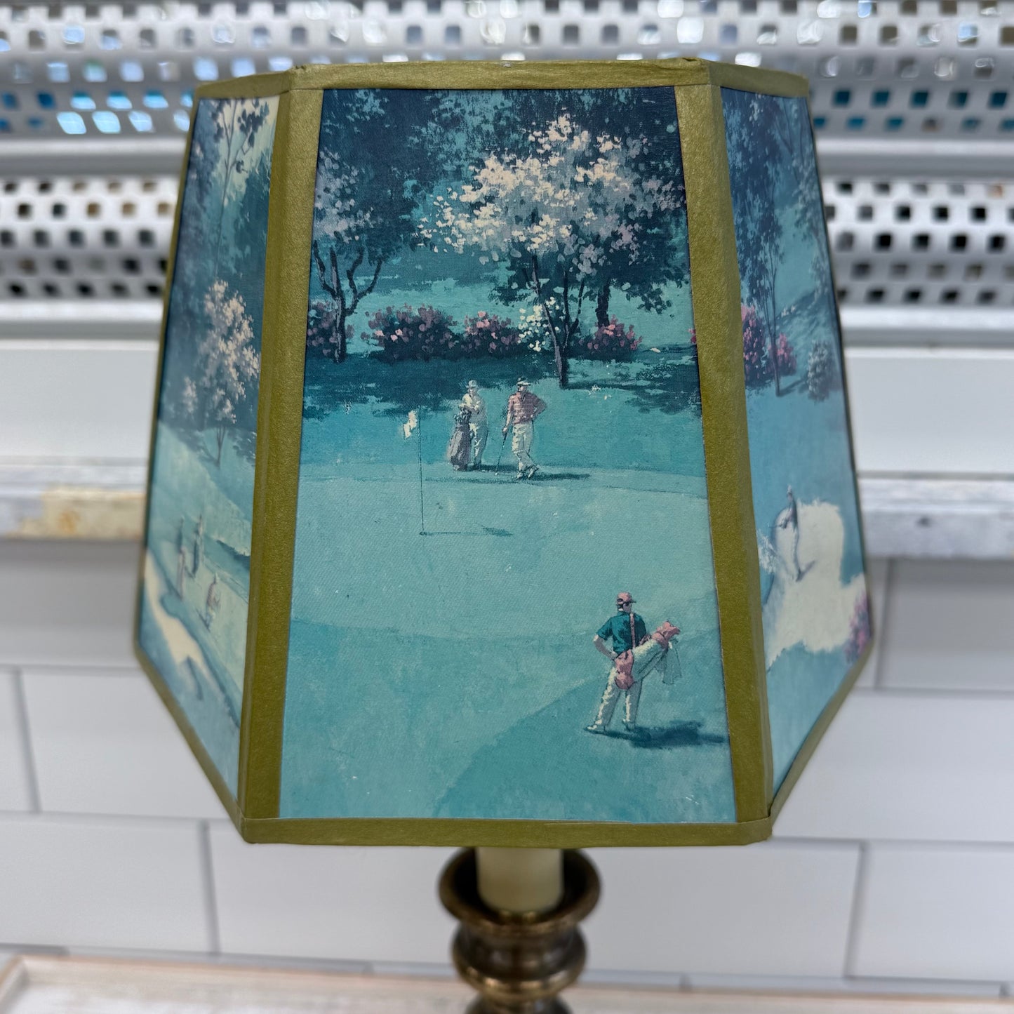 Brass Lamp & Golfing Lampshade